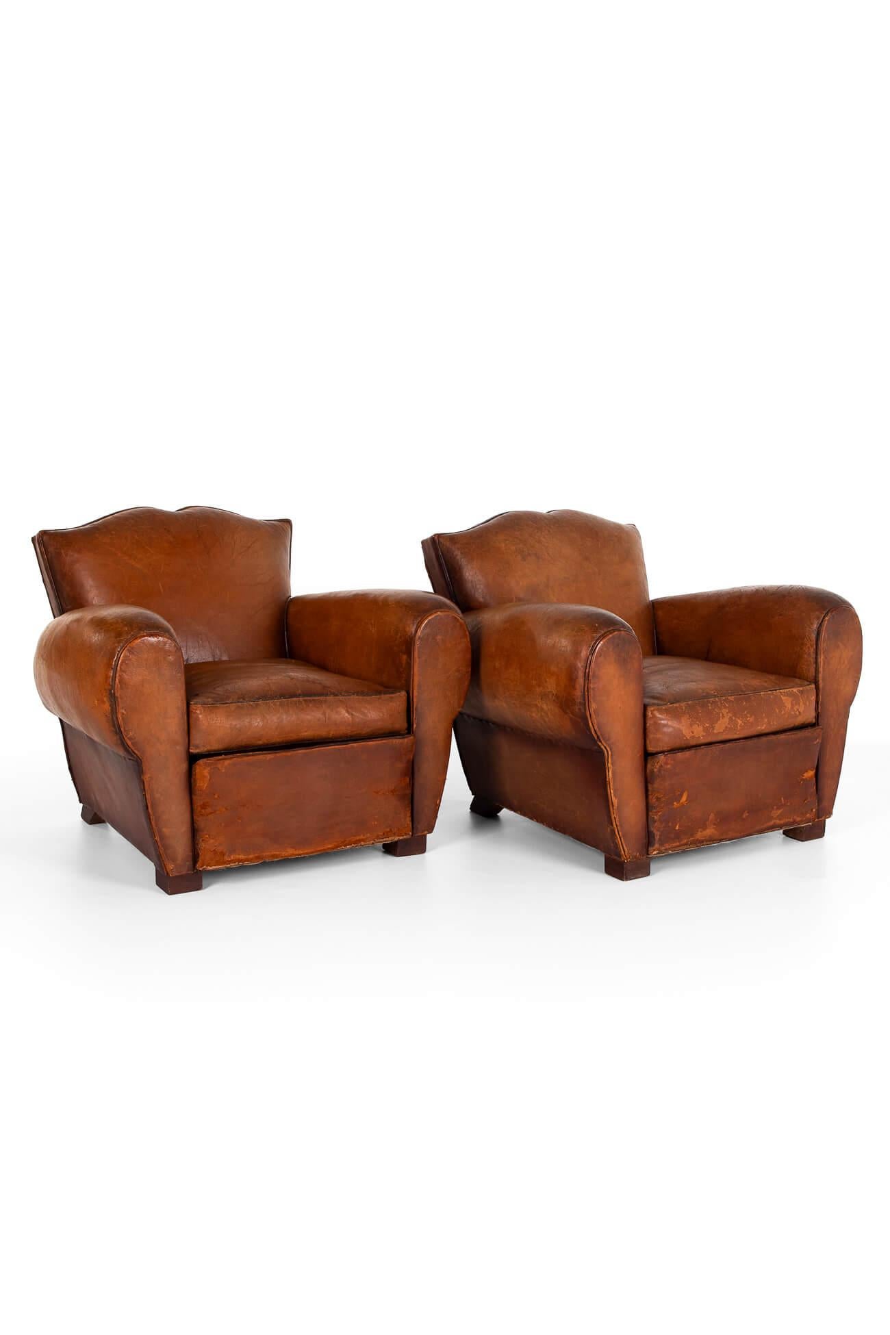 British Pair of Moustache back Club Chairs