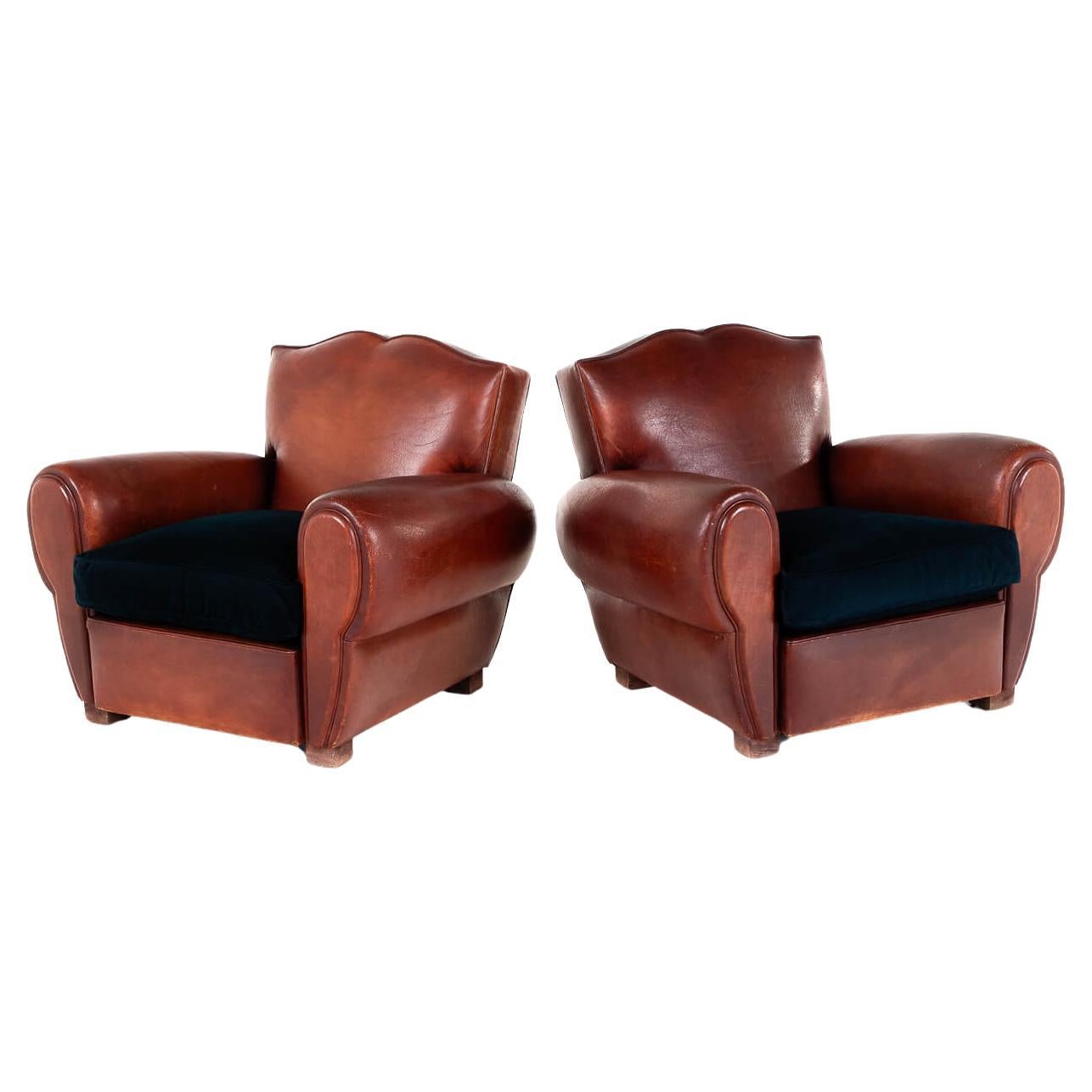 Pair of Moustache Back Club Chairs For Sale