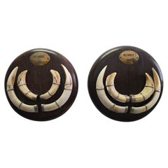 Pair of Mozambique Warthog Tusks, Dated 1966