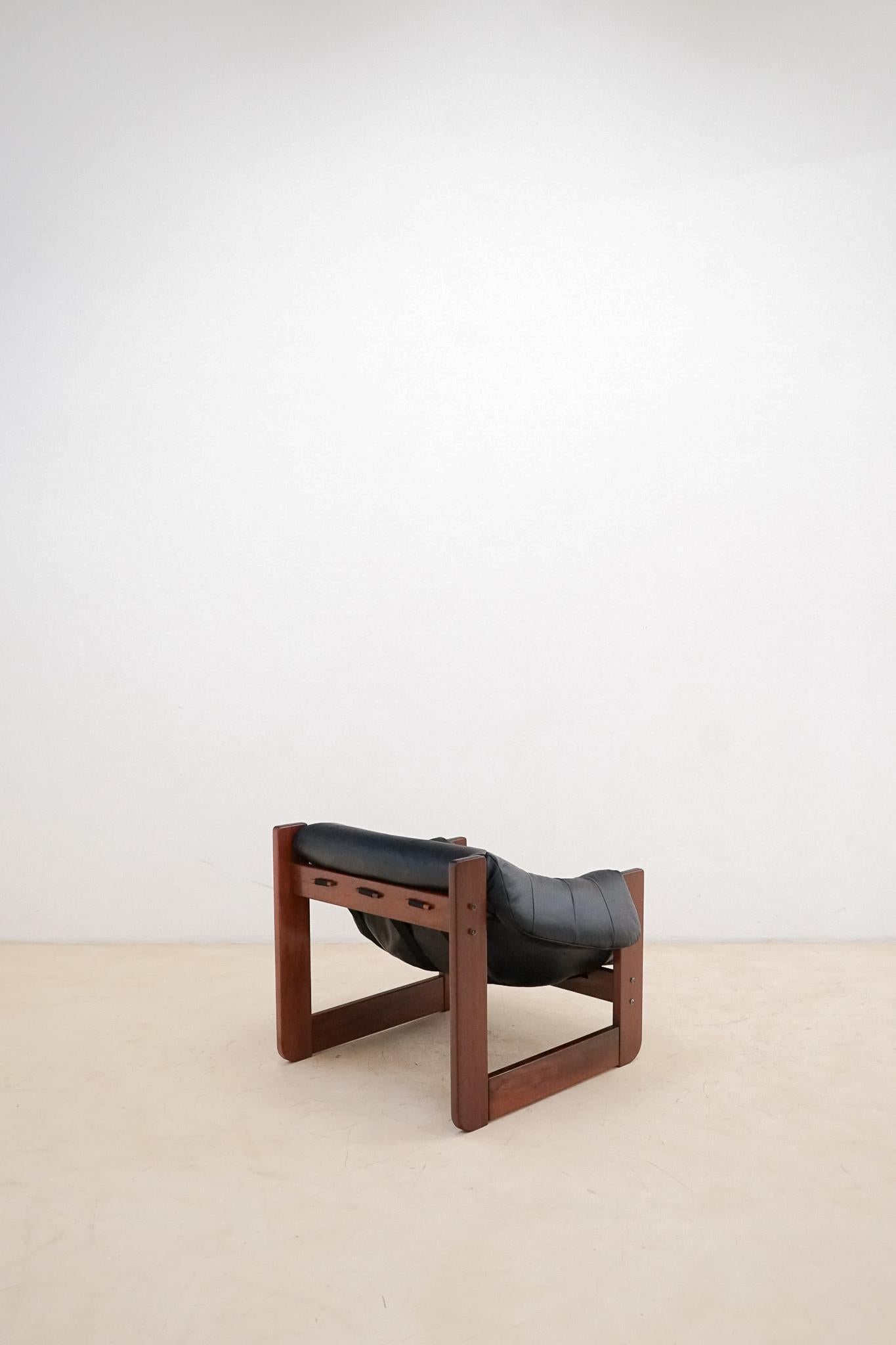 Leather Pair of MP-97 Lounge Chairs by Percival Lafer, 1970s, Brazilian Midcentury
