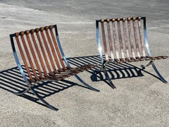 Pair of MR 90 Barcelona Armchairs by Ludwig Mies Van Der Rohe for Knoll Inc / Kn