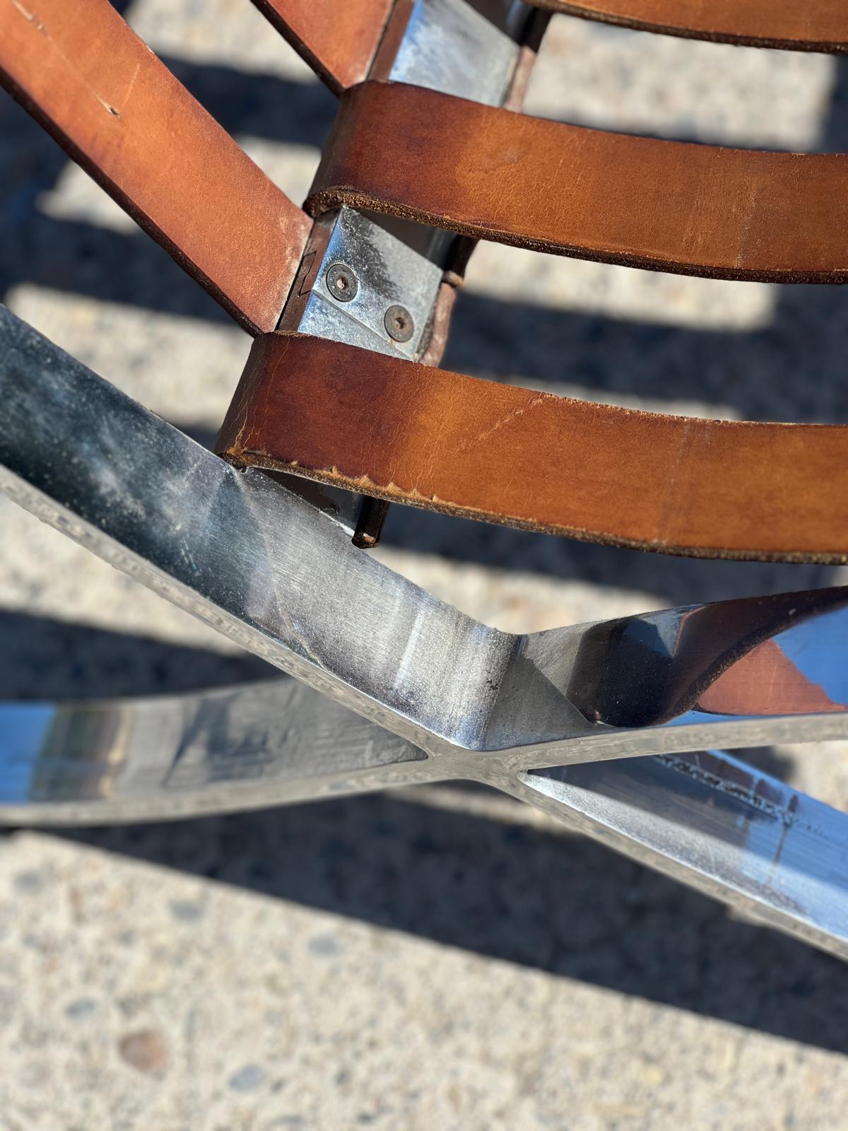 Stainless Steel Pair of MR 90 Barcelona Armchairs by Ludwig Mies Van Der Rohe for Knoll Inc / Kn