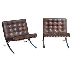 Pair of MR 90 Barcelona Armchairs by Ludwig Mies Van Der Rohe for Knoll Inc / Kn