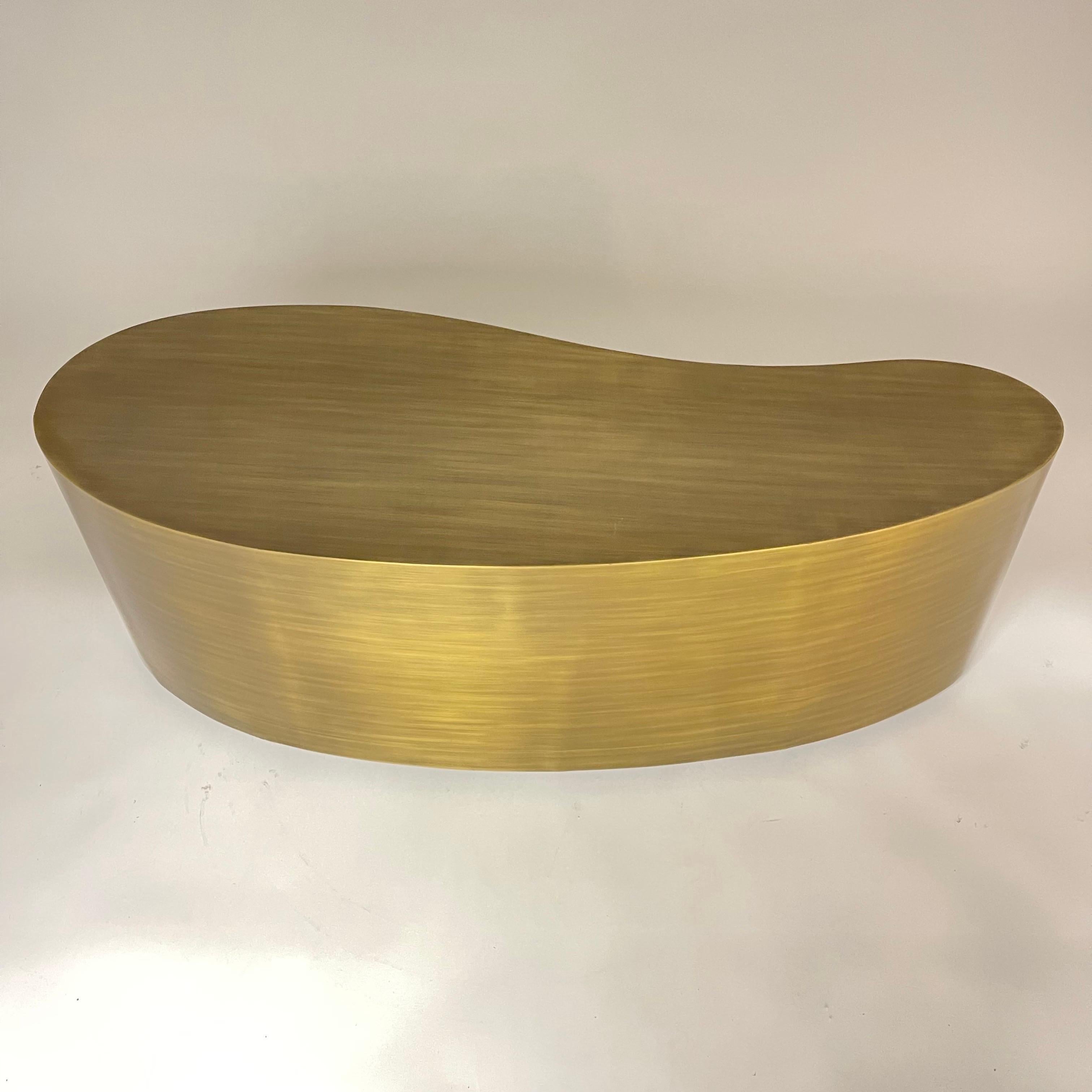 Pair of Mr Brown Figaro Coffee or Cocktail Table Aged Brushed Brass England 2018 In Good Condition For Sale In Miami, FL