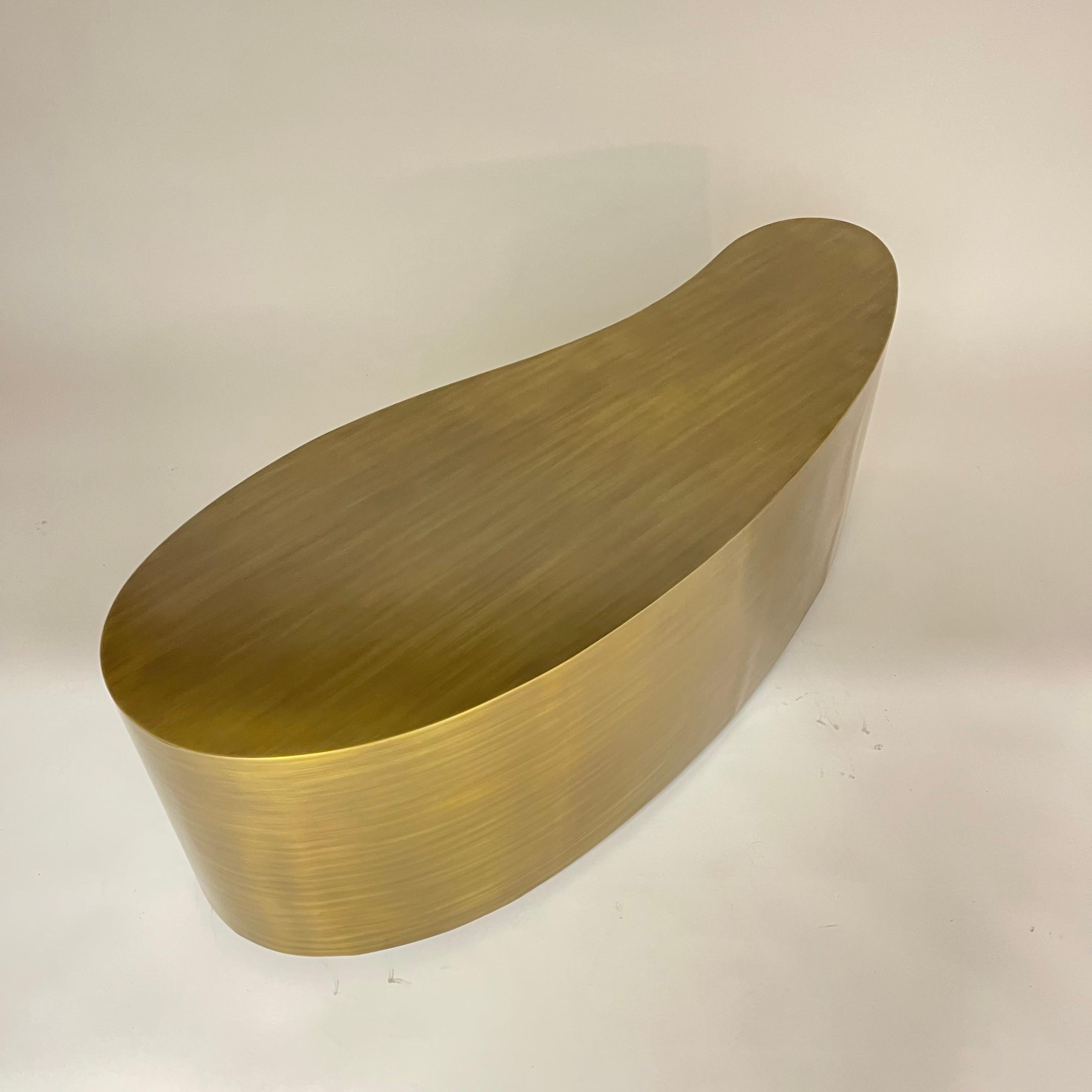 Contemporary Pair of Mr Brown Figaro Coffee or Cocktail Table Aged Brushed Brass England 2018 For Sale