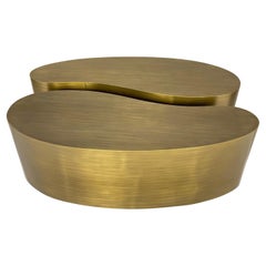 Pair of Mr Brown Figaro Coffee or Cocktail Table Aged Brushed Brass England 2018