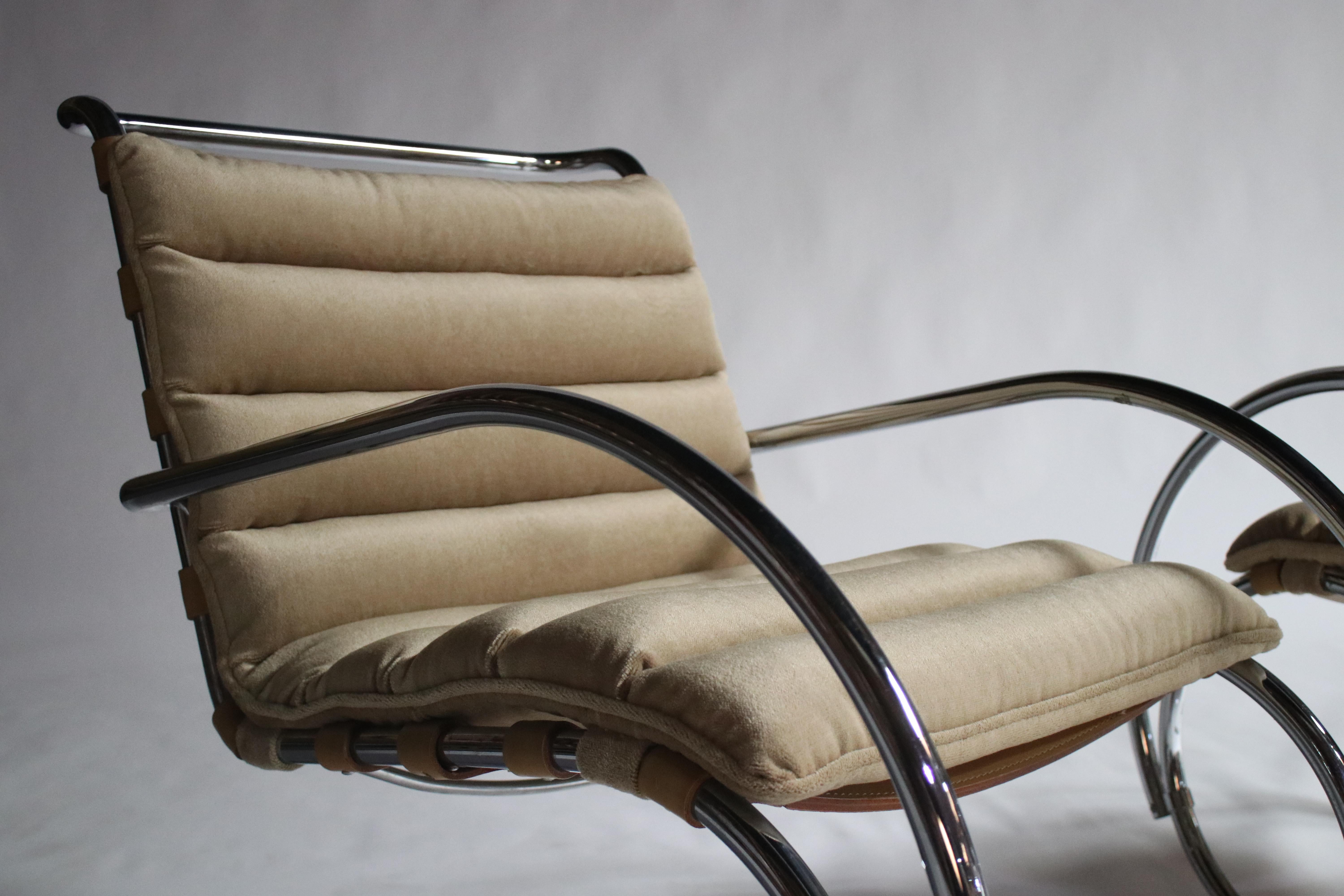 Polished Pair of MR Lounge Armchairs by Mies van der Rohe