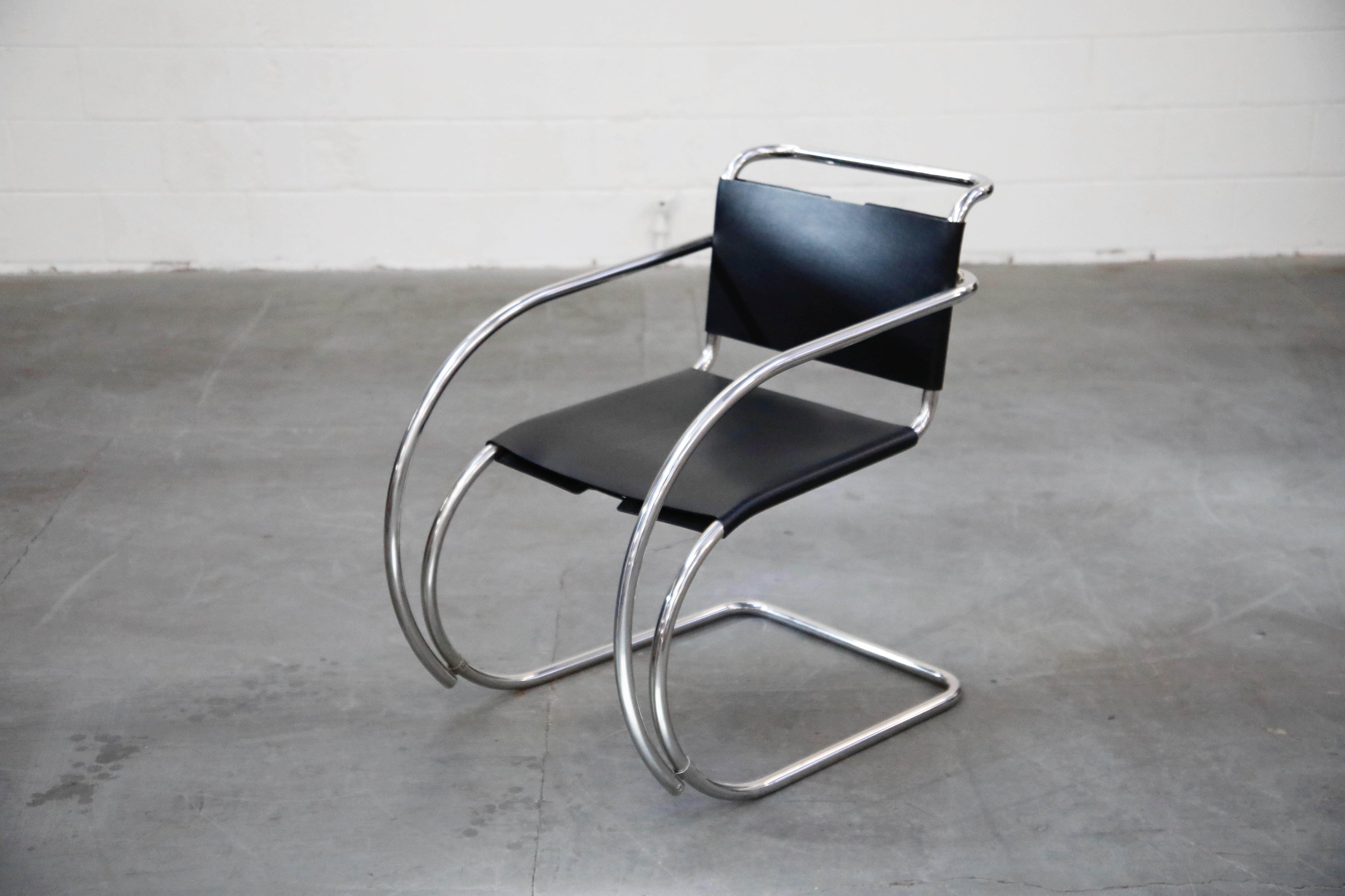 Pair of MR20 Armchairs by Ludwig Mies van der Rohe for Knoll Studio, Signed In Good Condition In Los Angeles, CA