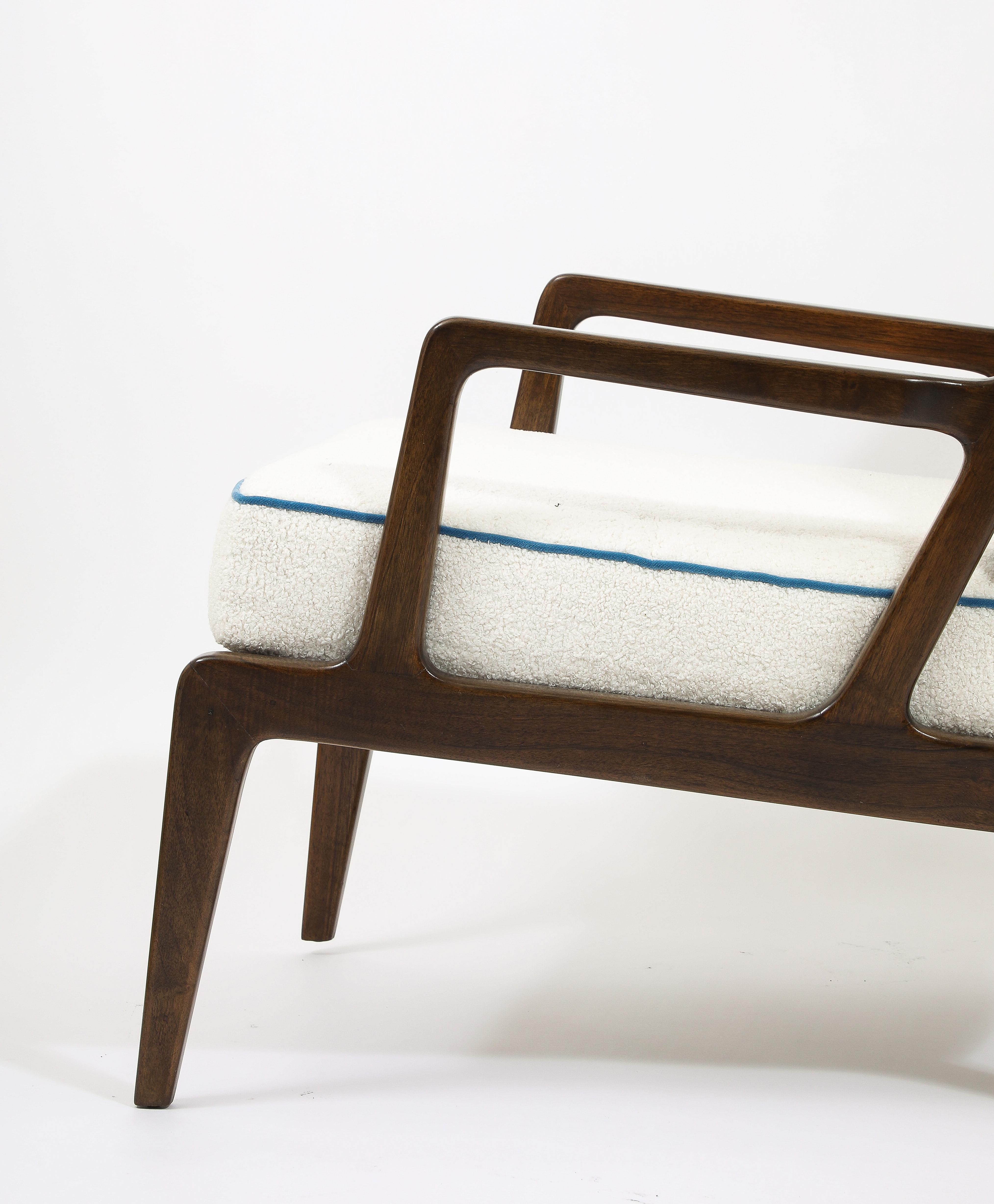 Walnut Pair of M.Singer & Son Loungers, Italy 1960s For Sale