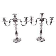 Pair of Mueck-Carey Rochambeau 3-Light Sterling Silver Candelabra