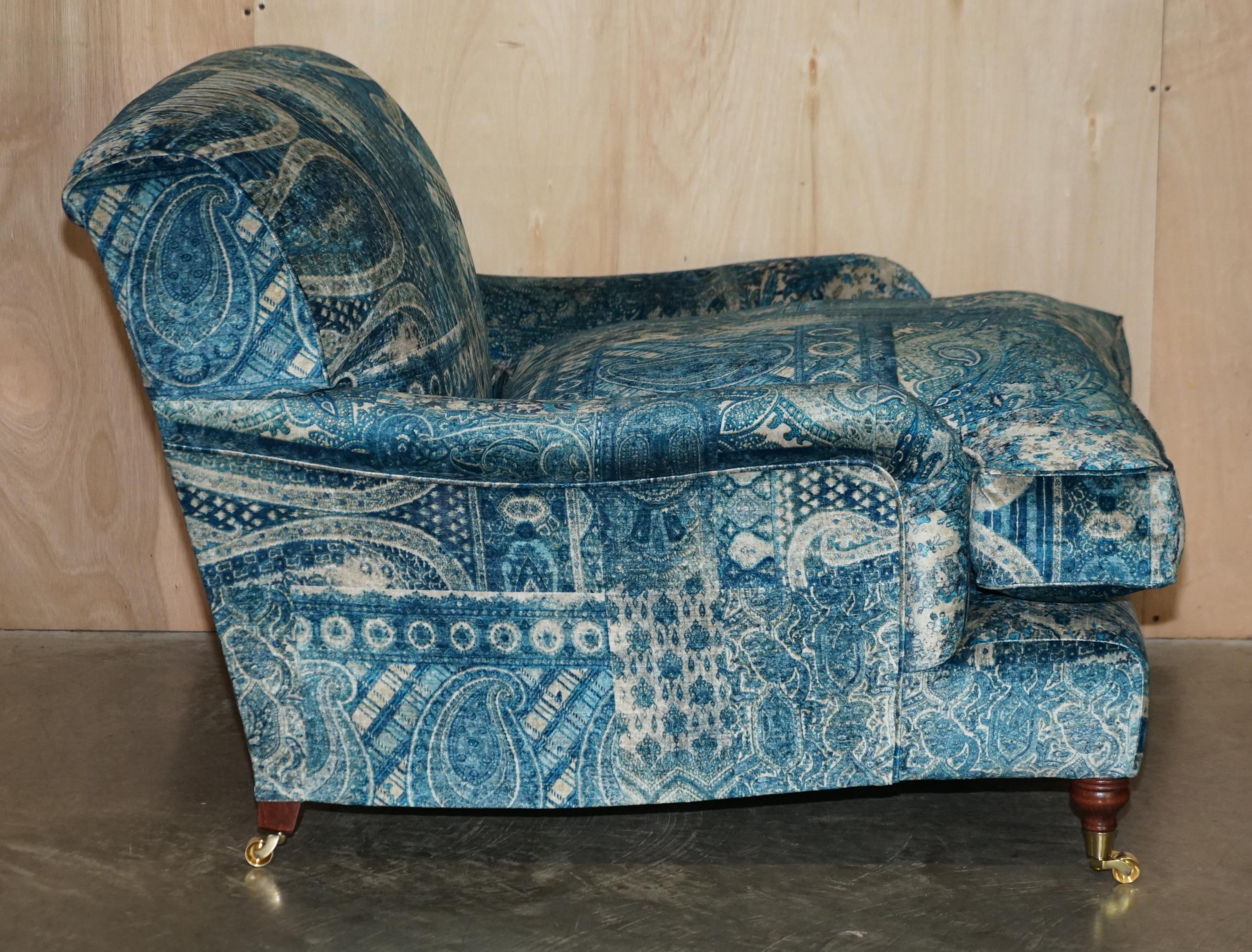 Pair of Mulberry Custom Made Howard Love Seat Armchairs Lemond Silk Velvet For Sale 1