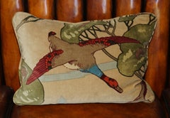 PAIR OF MULBERRY FLYING DUCKS FEATHER FILL SILK VELVET LUMBAR SCATTER CUSHIONs