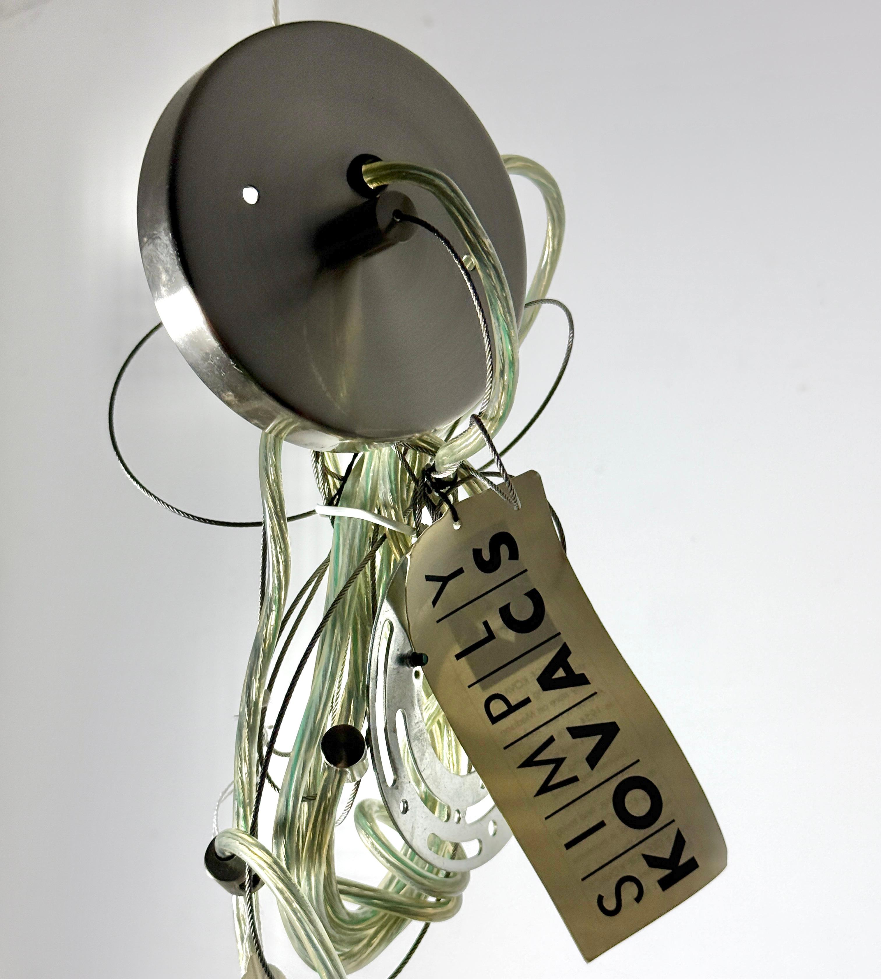 Paire de lampes suspendues cylindriques en verre strié multicolore par Kovacs en vente 4