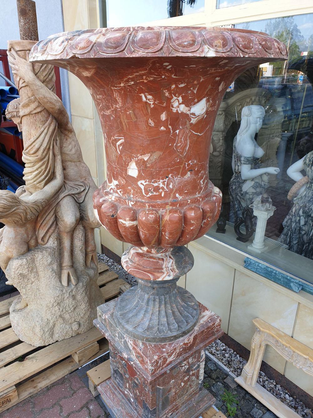 Pair of Multicolored Marble Jardinières For Sale 1