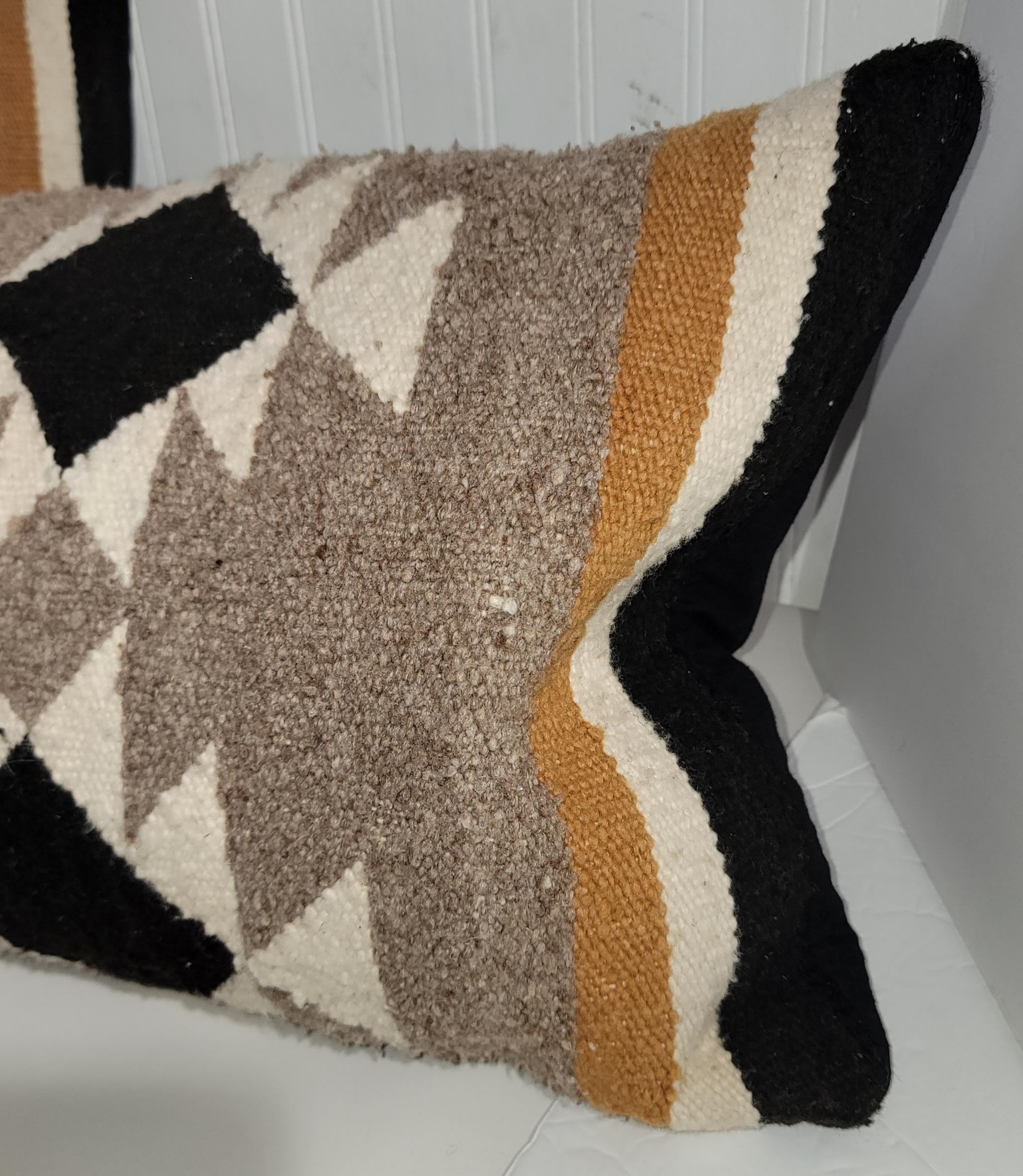 Adirondack Pair of Multi Eye Dazzler Wool Navajo Pillows  For Sale