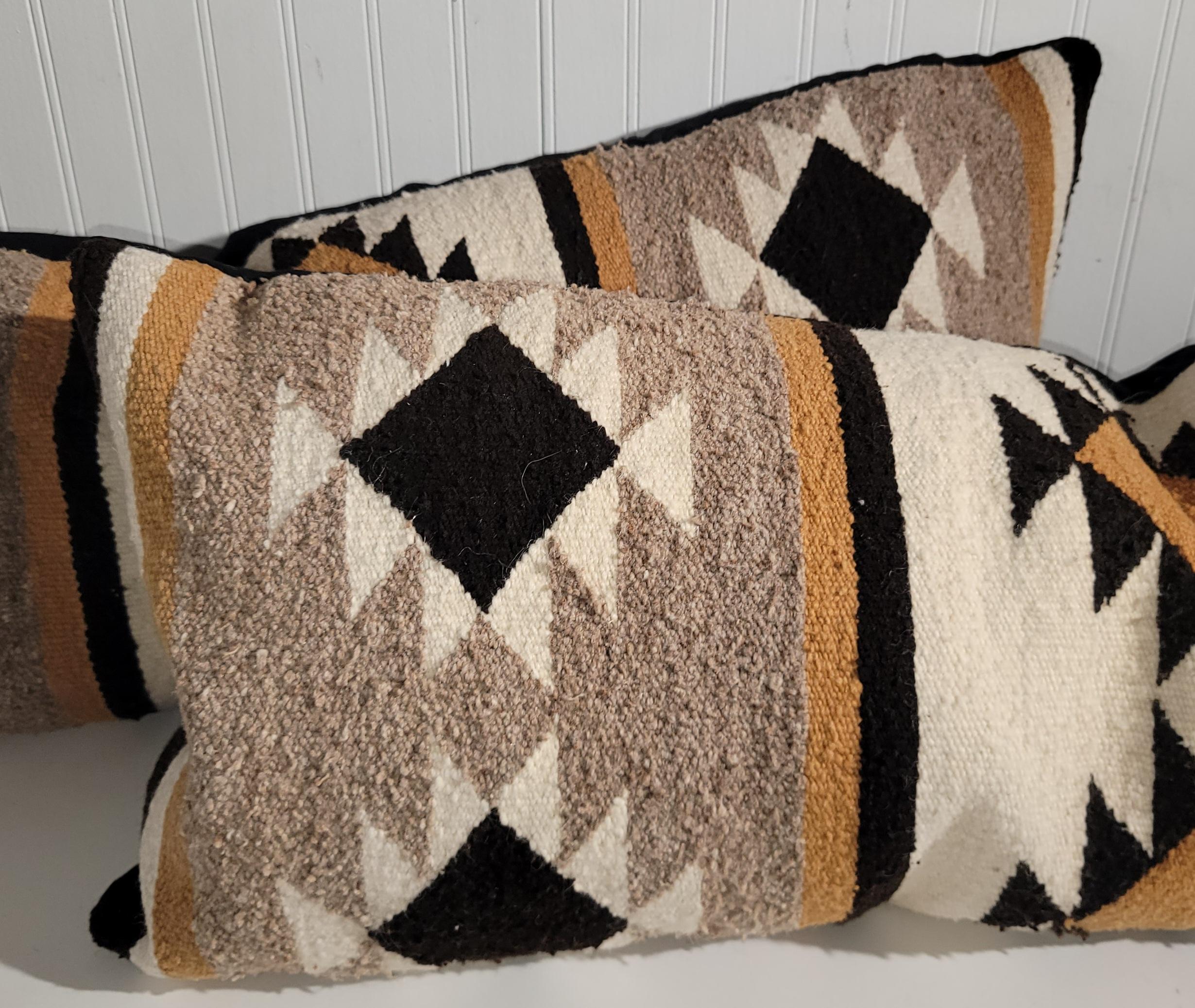 Mid-20th Century Pair of Multi Eye Dazzler Wool Navajo Pillows  For Sale