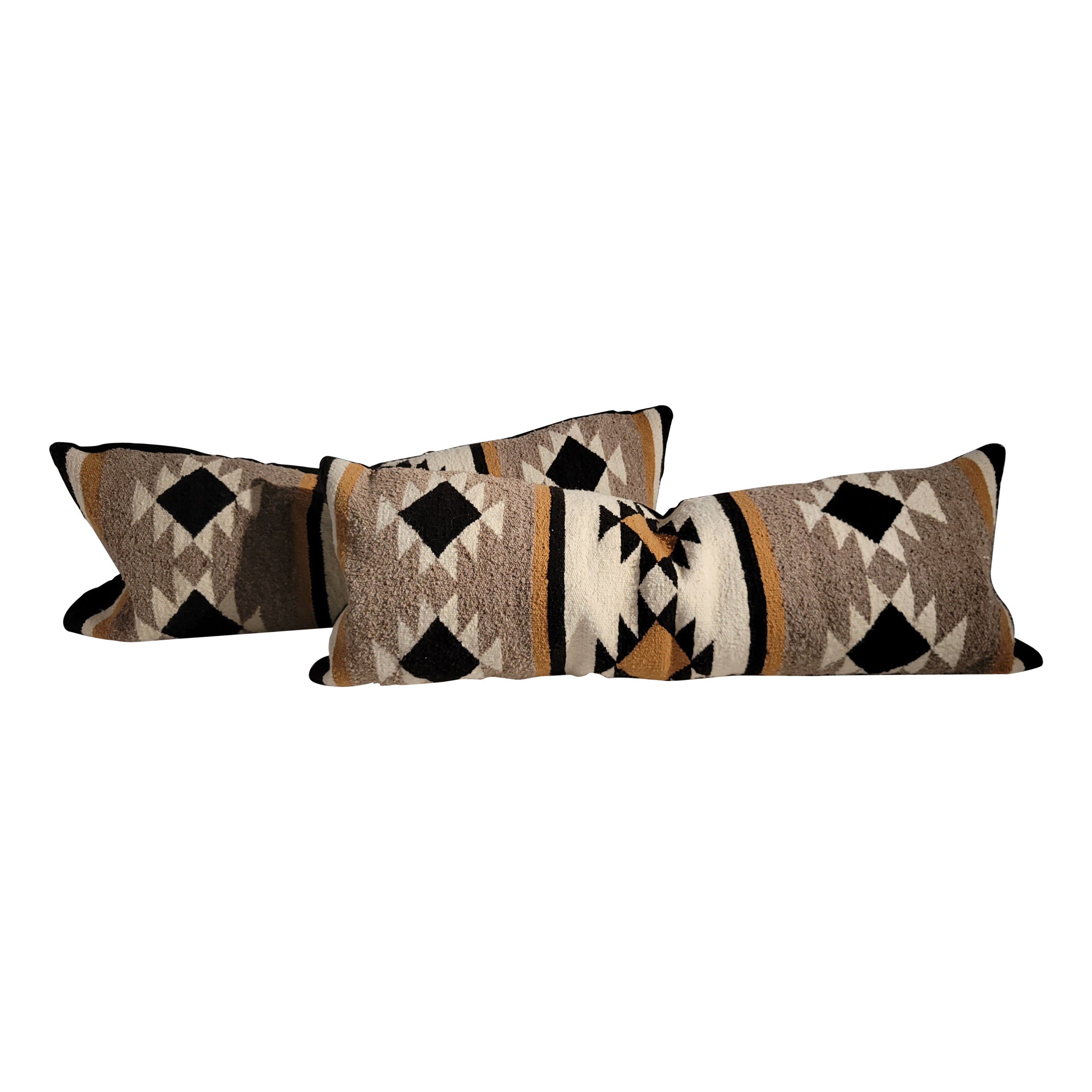 Pair of Multi Eye Dazzler Wool Navajo Pillows For Sale