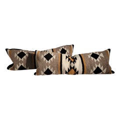 Vintage Pair of Multi Eye Dazzler Wool Navajo Pillows