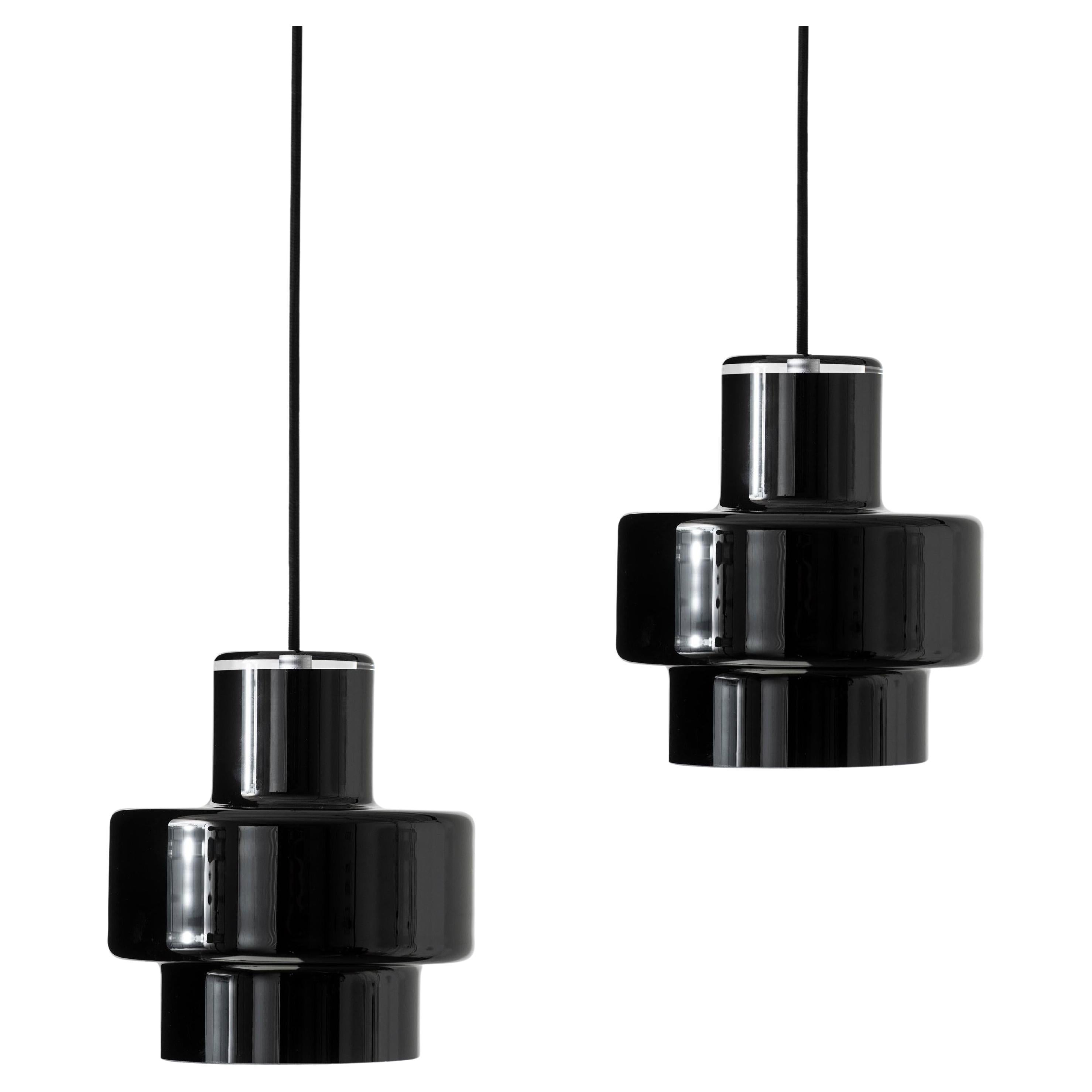 Pair of 'Multi M' Glass Pendants in Black by Jokinen and Konu for Innolux For Sale
