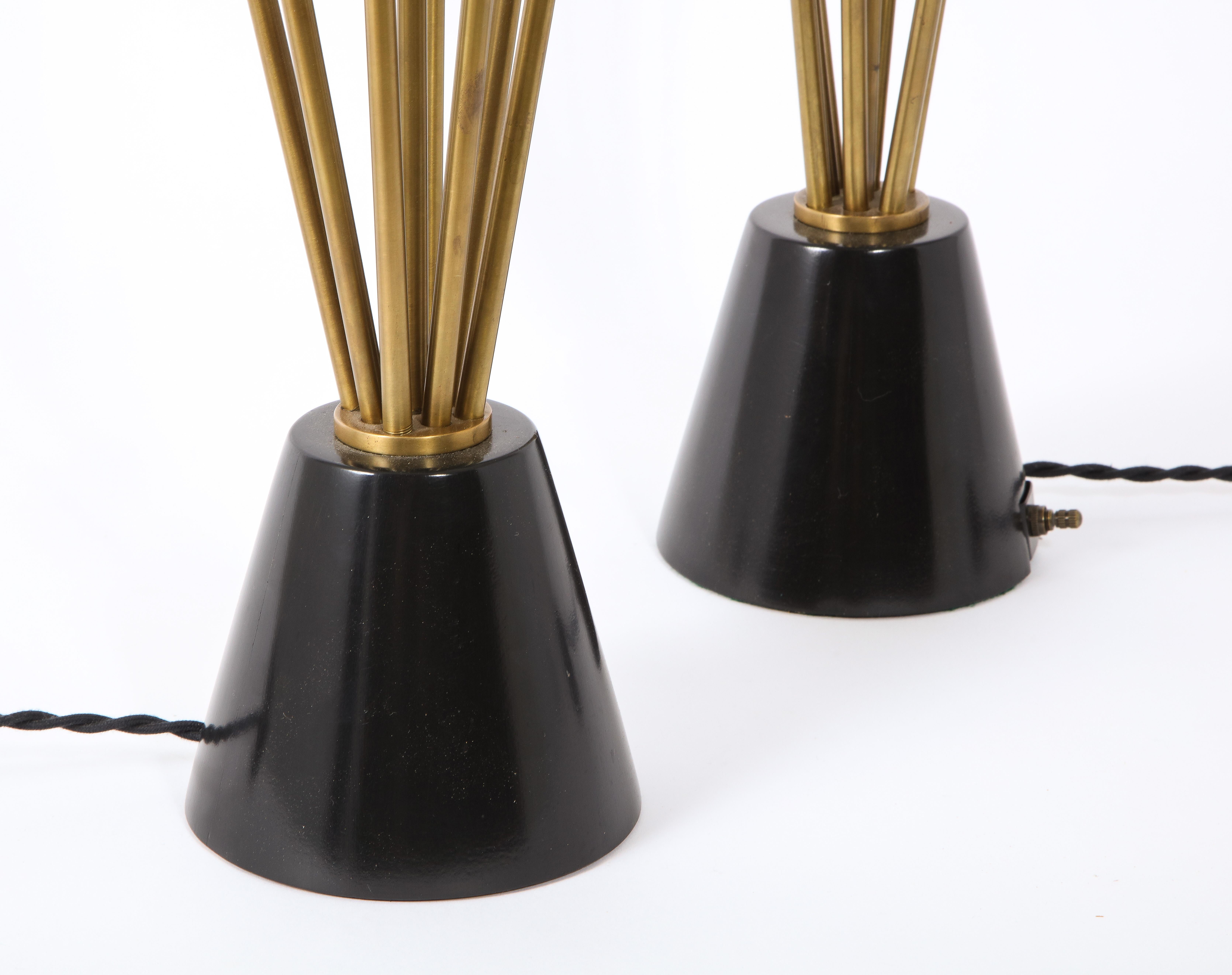 Pair of Multi-Orb Brass & Walnut Italian Table Lamps, Italy, 1960's 6
