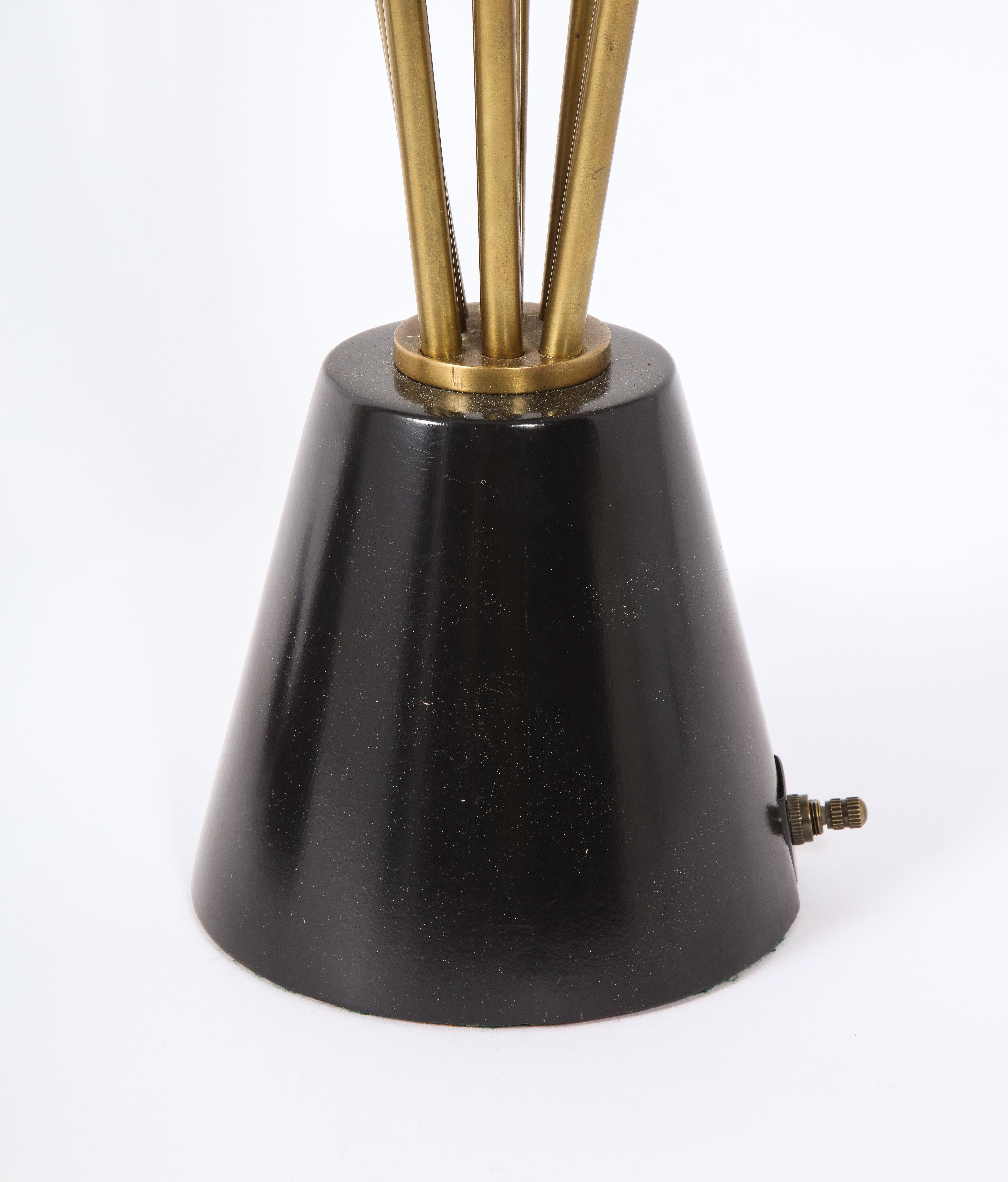 Pair of Multi-Orb Brass & Walnut Italian Table Lamps, Italy, 1960's 1