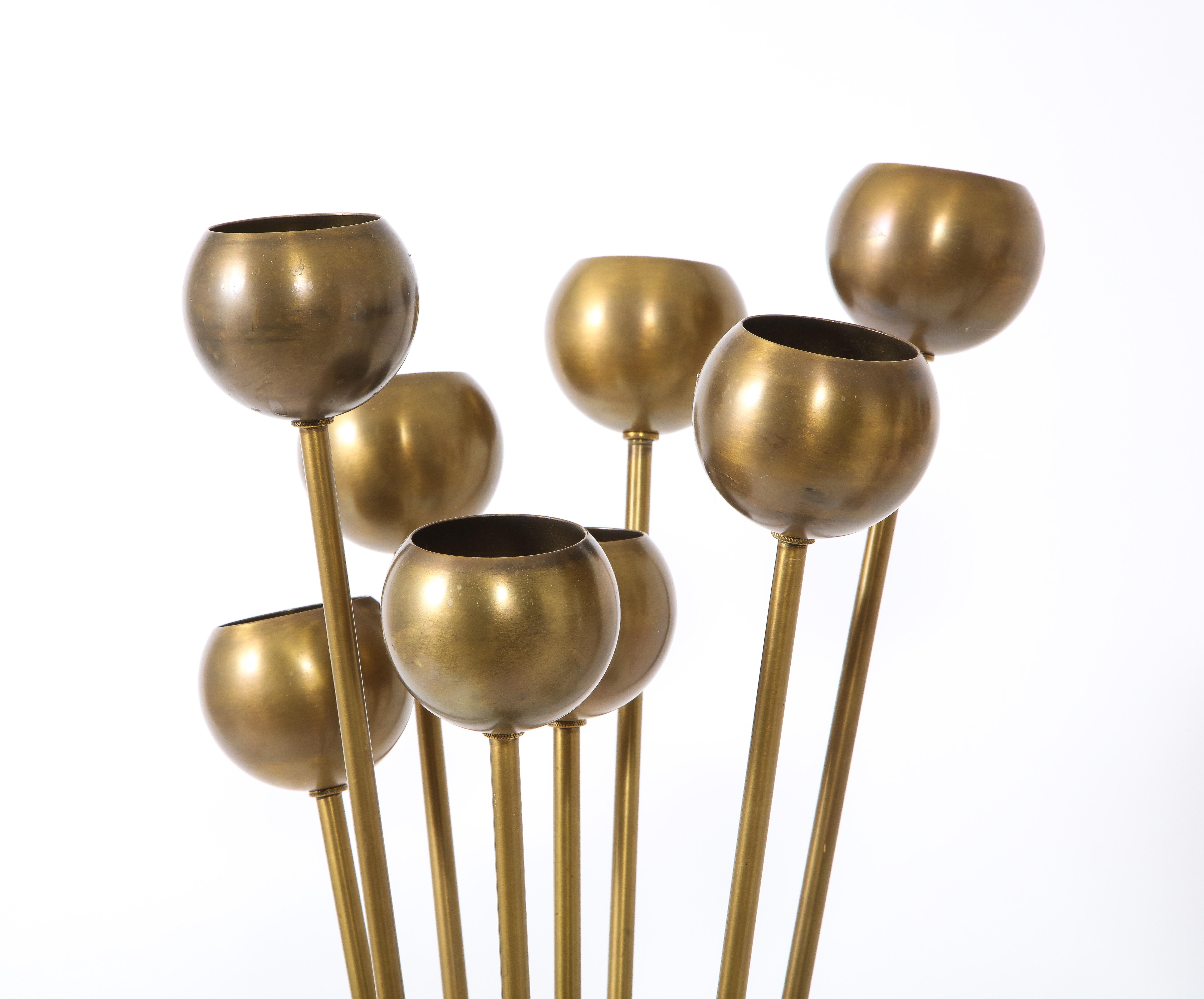 Pair of Multi-Orb Brass & Walnut Italian Table Lamps, Italy, 1960's 2