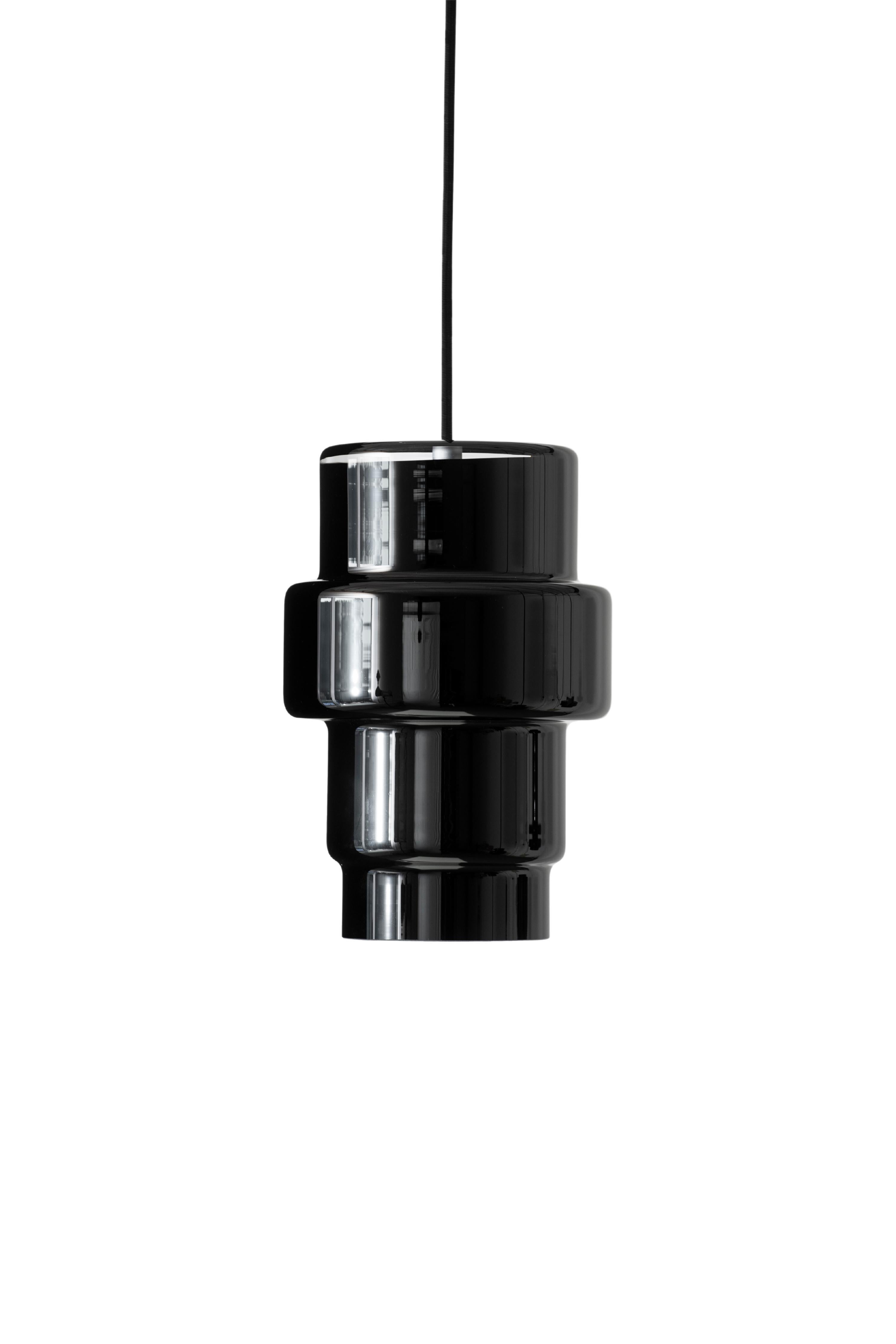 Pair of 'Multi S' Glass Pendants in Black by Jokinen and Konu for Innolux In New Condition For Sale In Glendale, CA