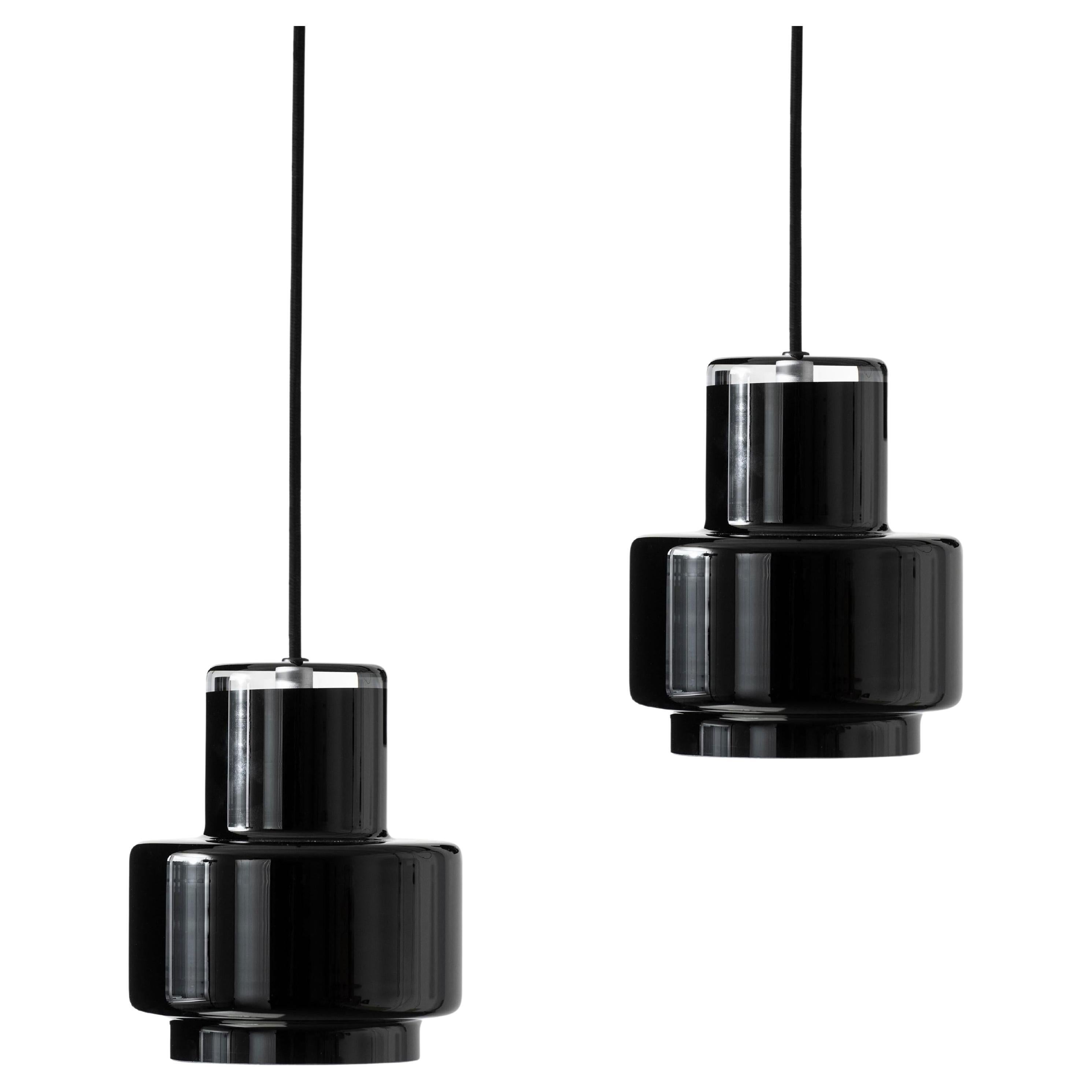 Pair of 'Multi S' Glass Pendants in Black by Jokinen and Konu for Innolux For Sale