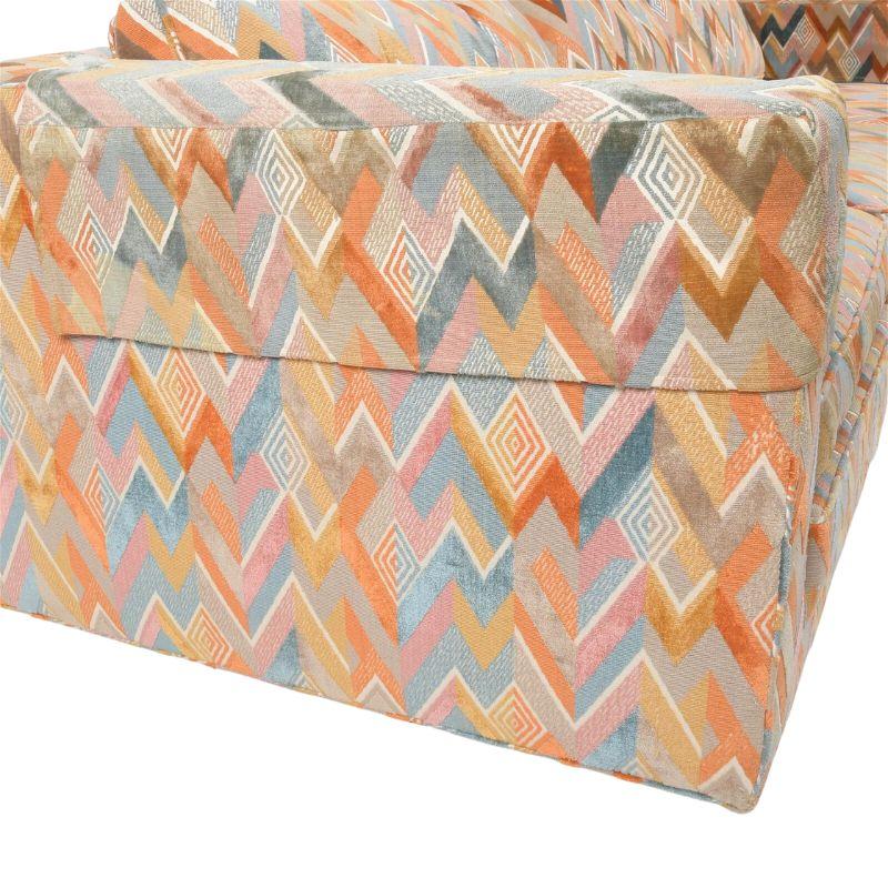 Pair of Multicolor Flame Stitch Chevron Dunbar Sofas In Good Condition In Locust Valley, NY