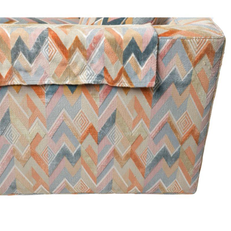 20th Century Pair of Multicolor Flame Stitch Chevron Dunbar Sofas