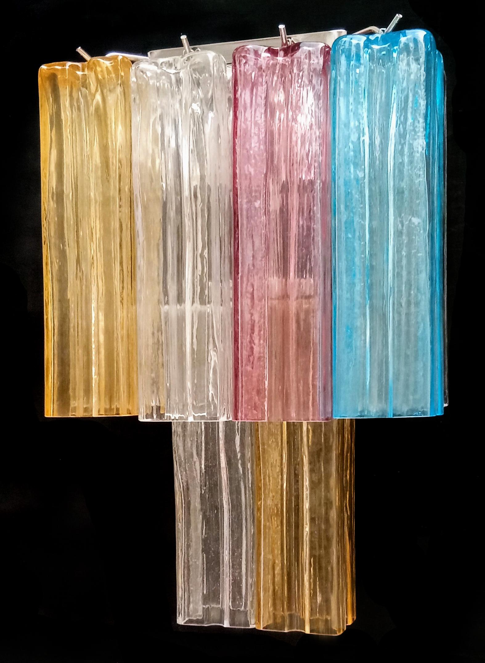 Italiano Coppia di sculture Tronchi multicolore di Murano in vendita