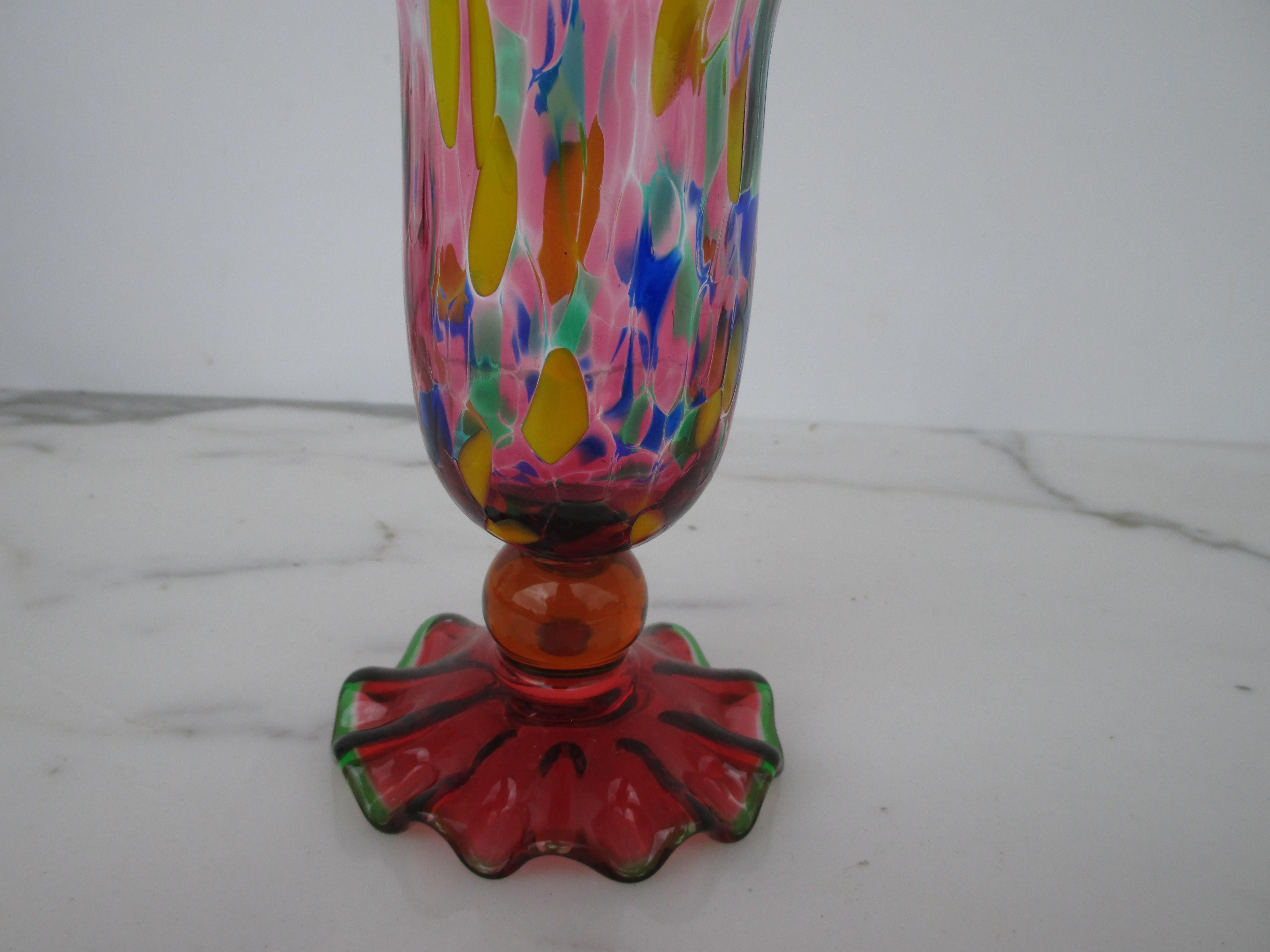 Pair of Multicolored Murano Goblets/Glasses with 