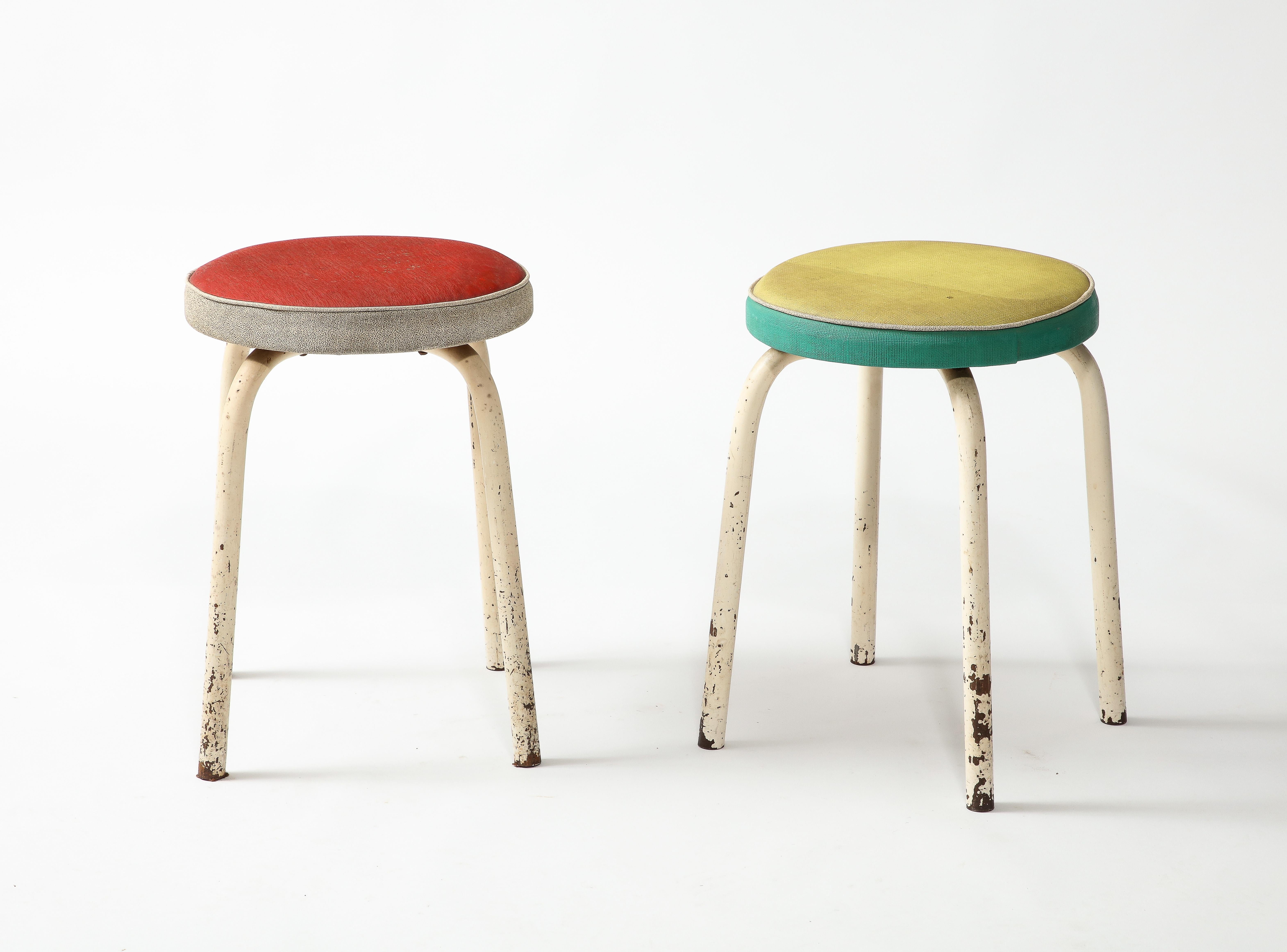 Pair of Multicolored Stools, France 1960's For Sale 5