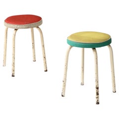 Pair of Multicolored Stools, France 1960's