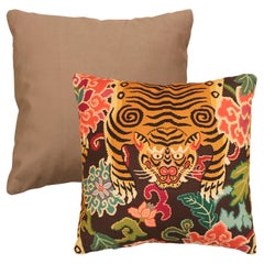 Pair of Multicolored Tiger Contemporary Cushions