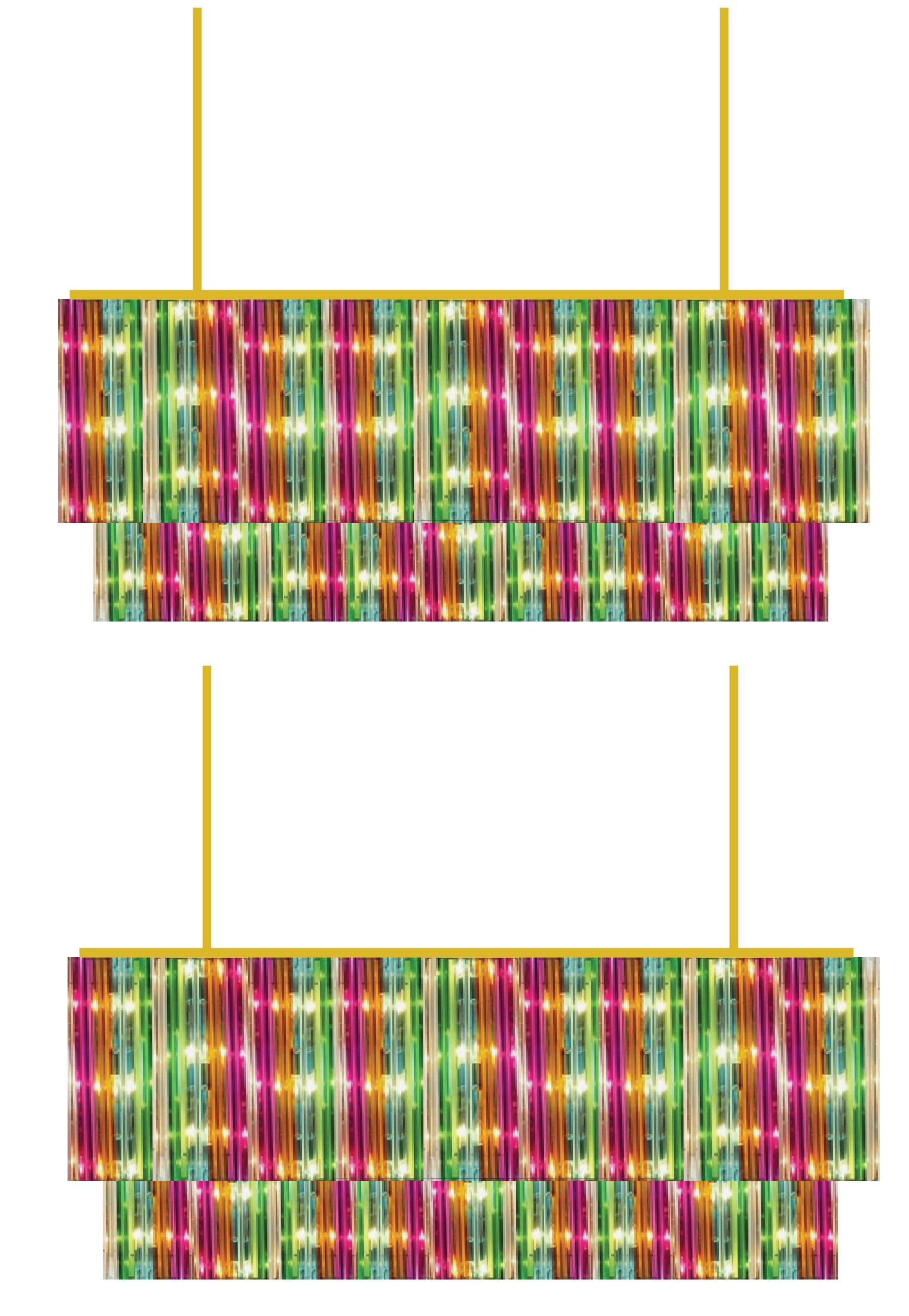 Italian Pair of multicoloured 'Arecchino' chandeliers. For Sale
