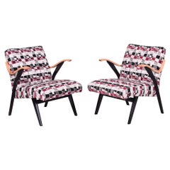 Pair of Multicoloured Mid Century Armchairs Made in 1950s Czechia, Non Restored