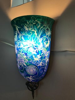 Paar mehrreihige Original Ulla Darni „Swing Blue“-Wandleuchter