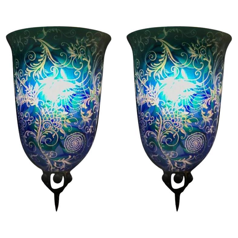 Pair of Multiple Original Ulla Darni "Swing Blue" Sconces For Sale