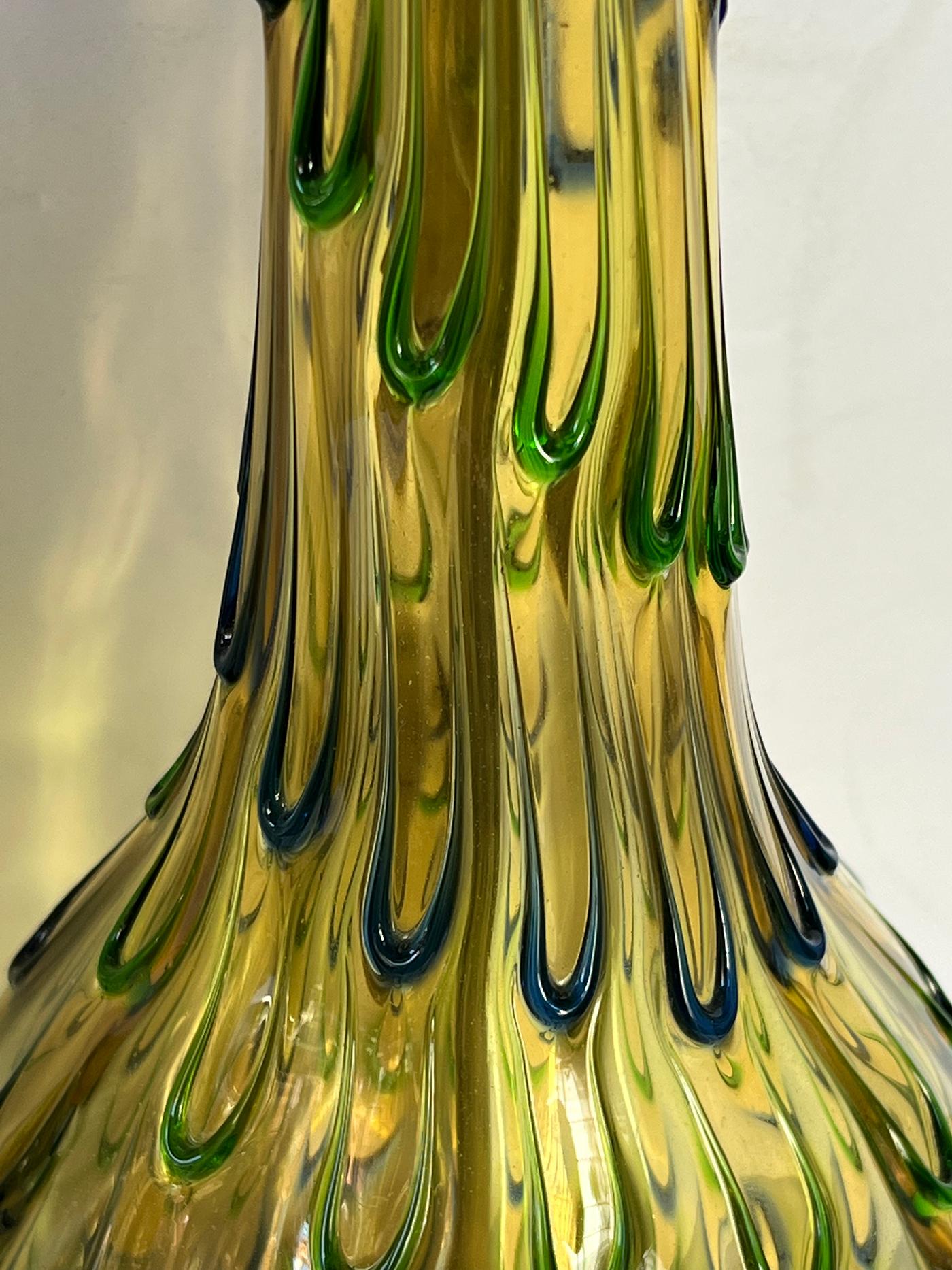 Moderne Paire de lampes d'art en verre de Murano des années 1960 à motif de gouttes d'eau en vente