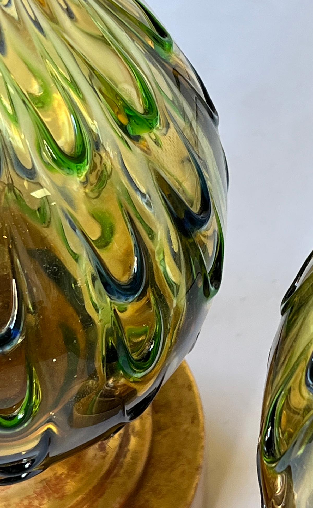 Milieu du XXe siècle Paire de lampes d'art en verre de Murano des années 1960 à motif de gouttes d'eau en vente
