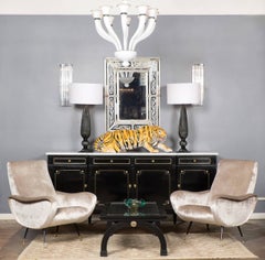 Pair of Murano "Acciaio" Blown Glass Lamps