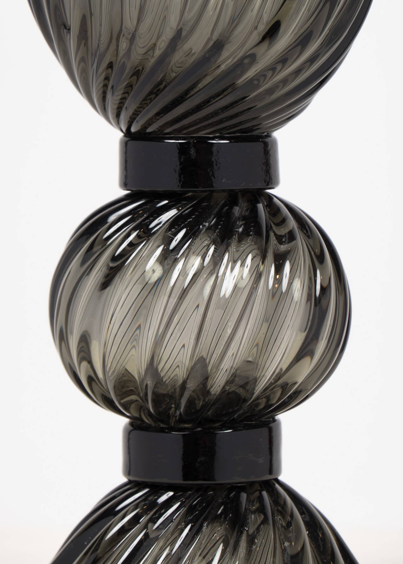 XXIe siècle et contemporain Paire de lampes en verre soufflé Acciaio de Murano en vente