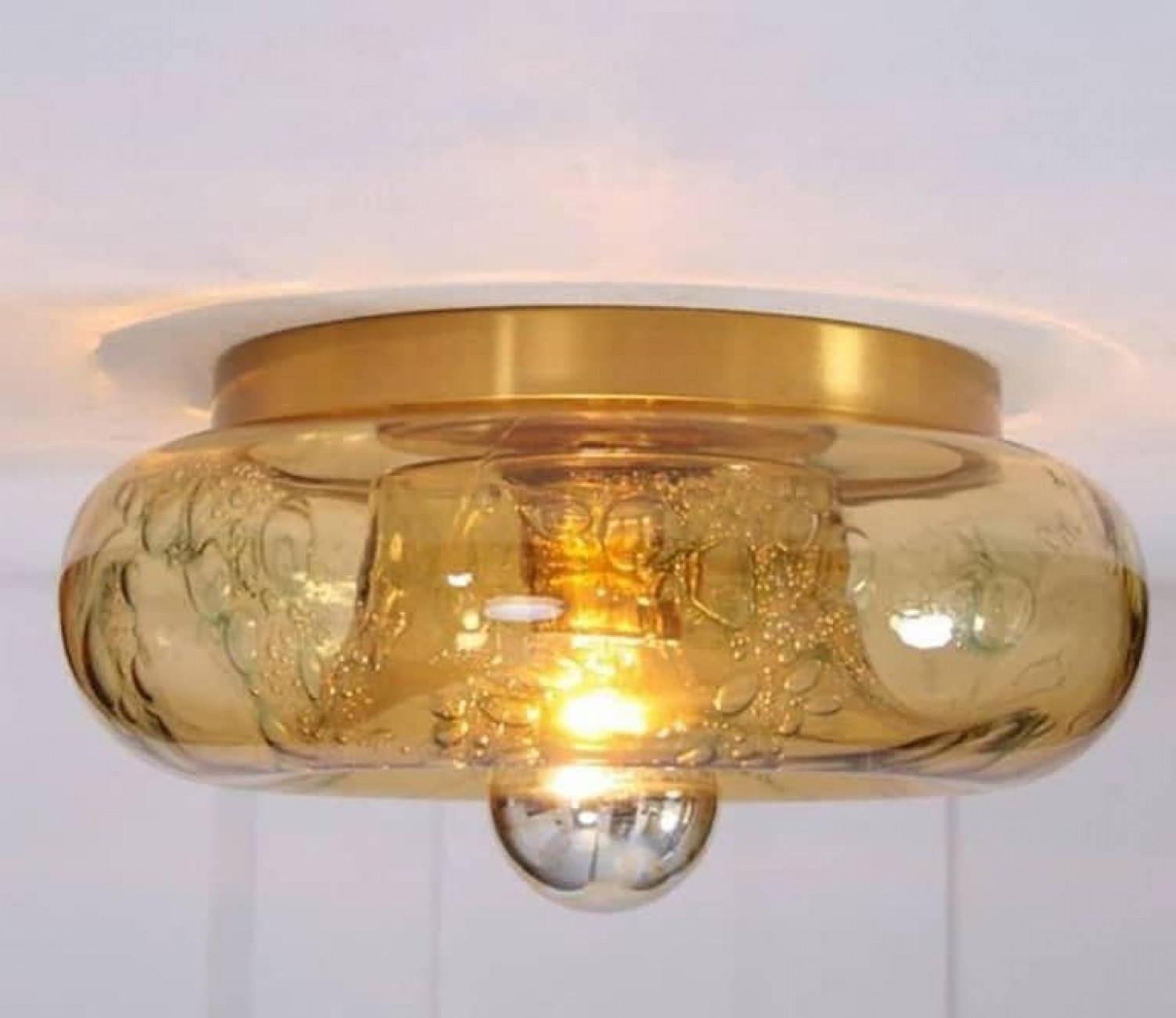 Pareja de empotrables o apliques de cristal ámbar de Murano, años 70 Alemán en venta