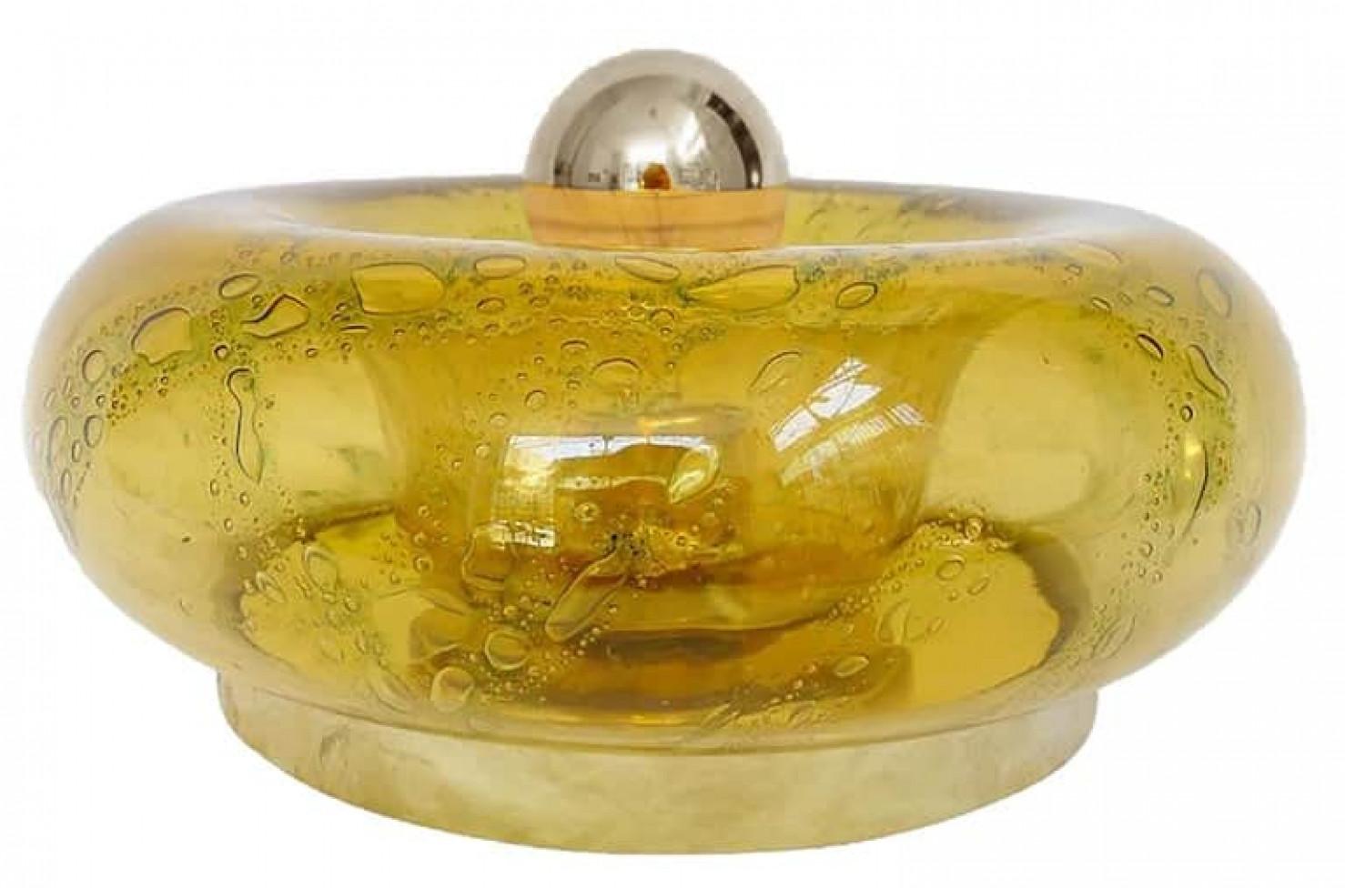 Pareja de empotrables o apliques de cristal ámbar de Murano, años 70 Metal en venta