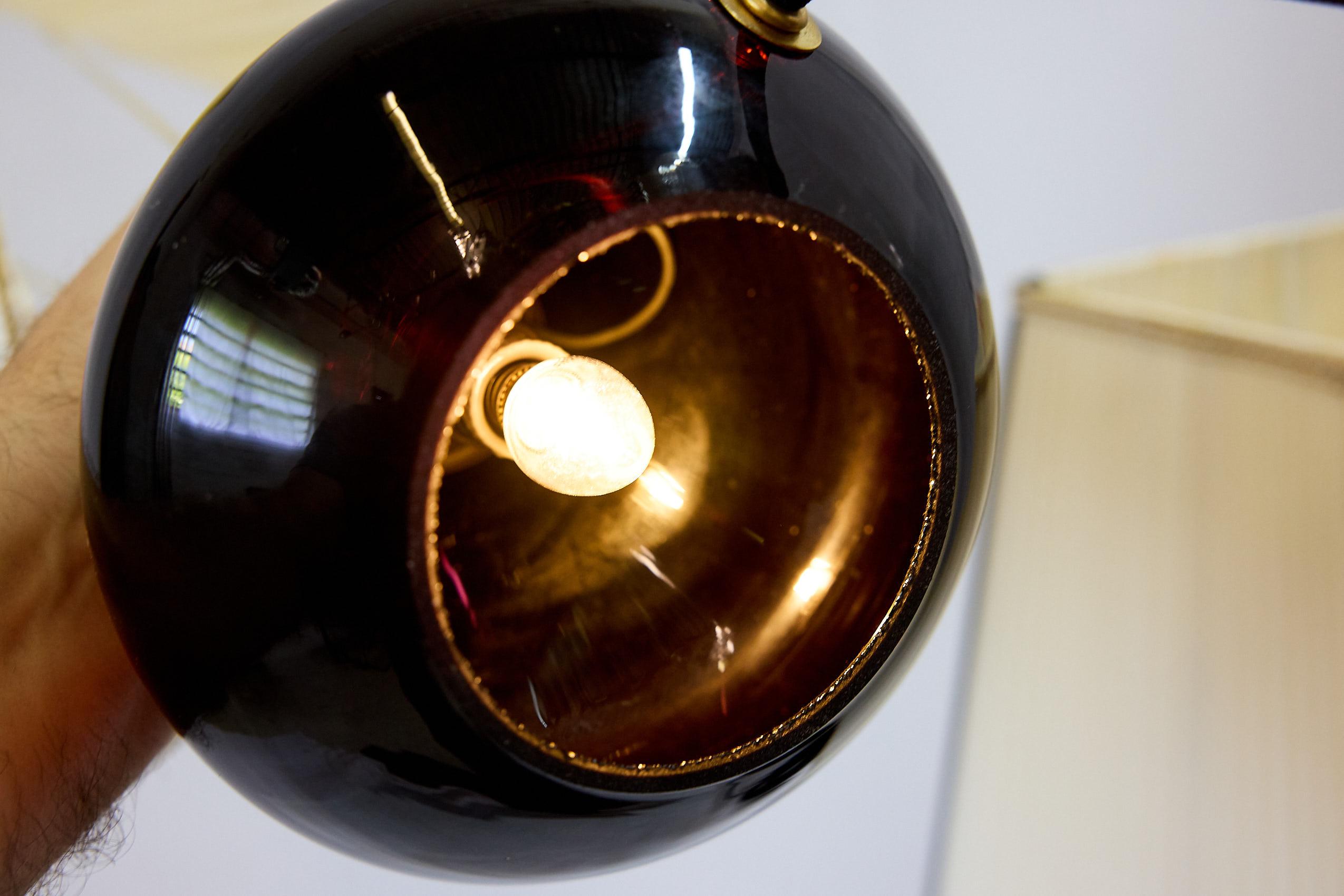 Paire de lampes en verre d'améthyste de Murano avec abat-jour sur mesure, Italie en vente 7