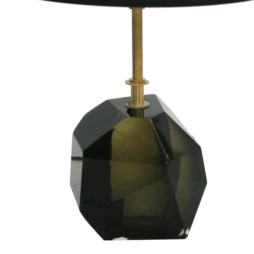 Contemporary Pair of Murano and Brass Italian Table Lamps