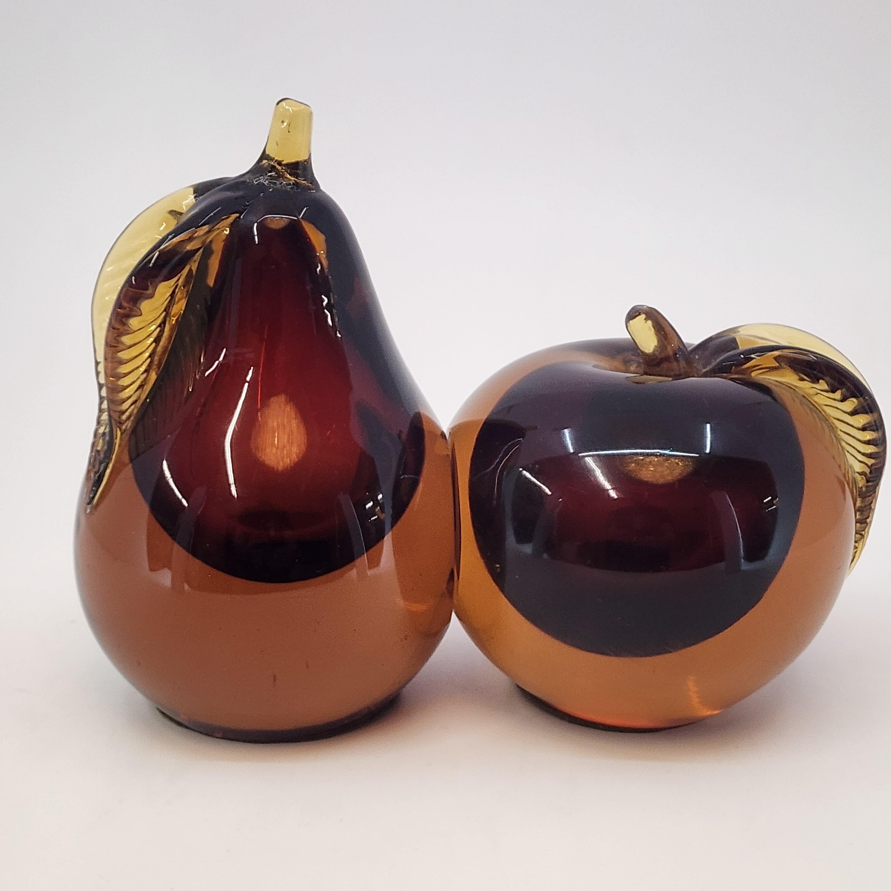 Hand-Crafted Pair Of Murano Apple and Pear Bookends by Barbini