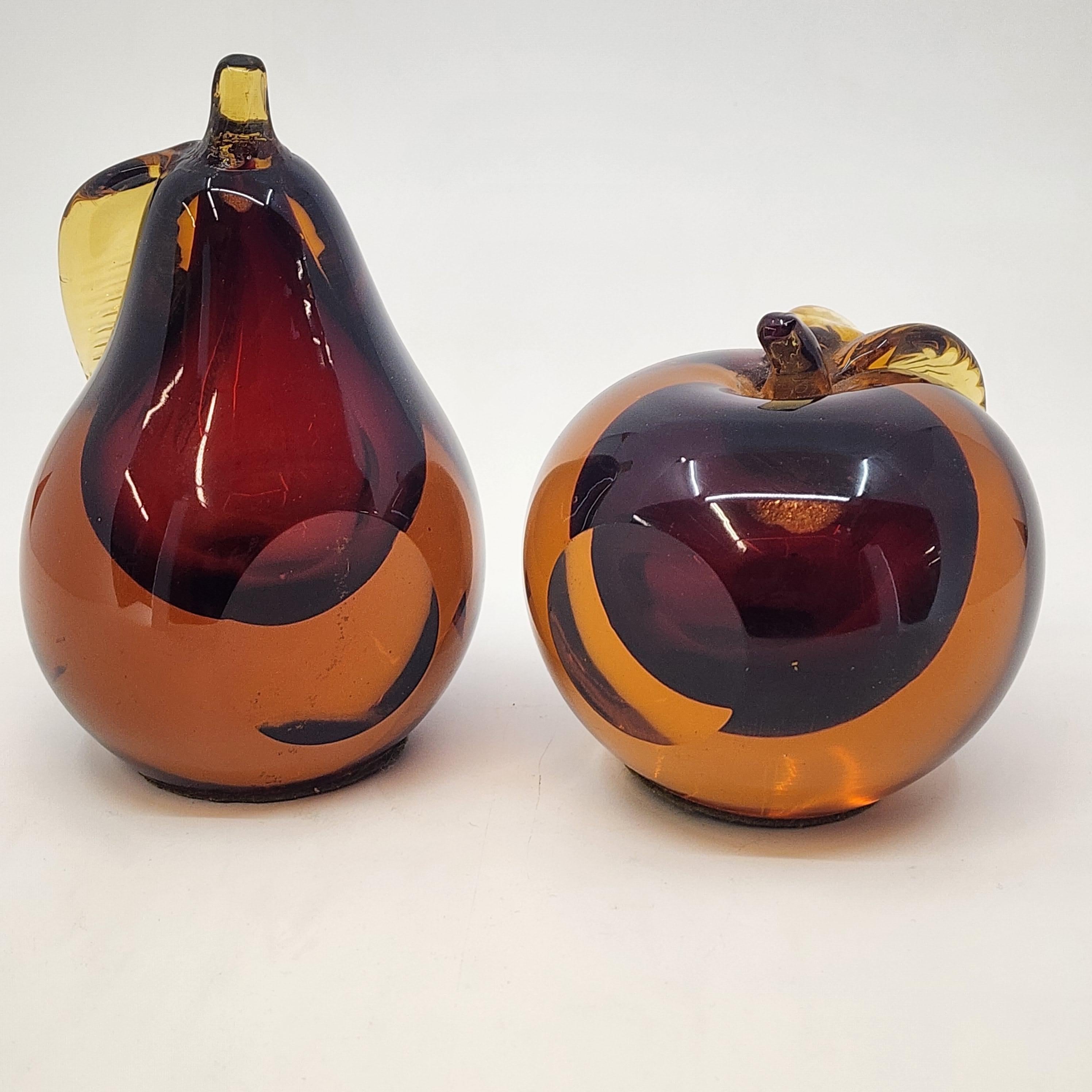 Mid-20th Century Pair Of Murano Apple and Pear Bookends by Barbini
