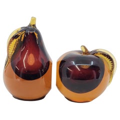 Pair Of Murano Apple and Pear Bookends by Barbini